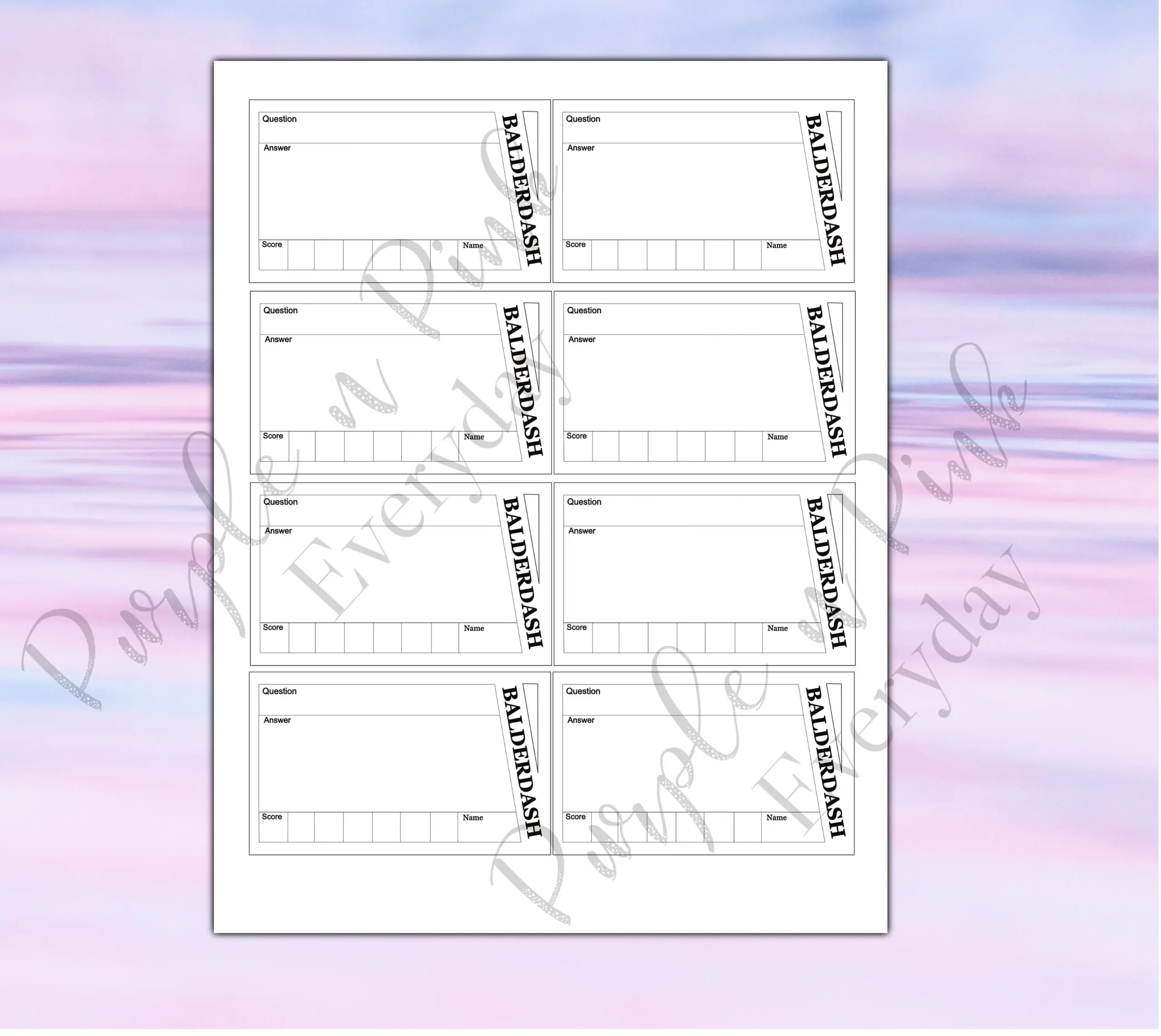 Balderdash Score Cards Printable Etsy