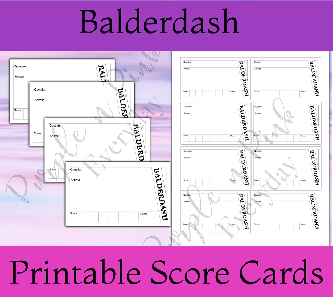 Balderdash Score Cards Printable Etsy