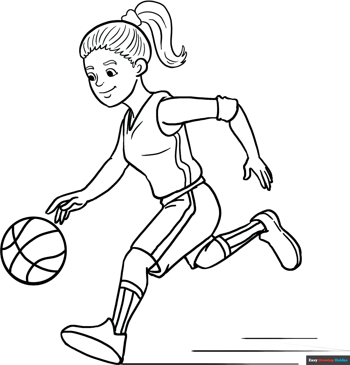 Basketball Player Coloring Page Easy Drawing Guides