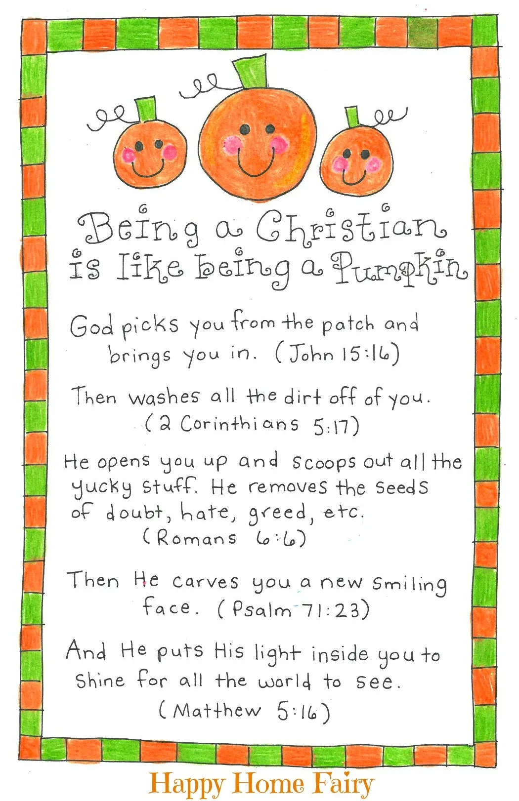 Being A Christian Is Like Being A Pumpkin FREE Printable Happy Home Fairy