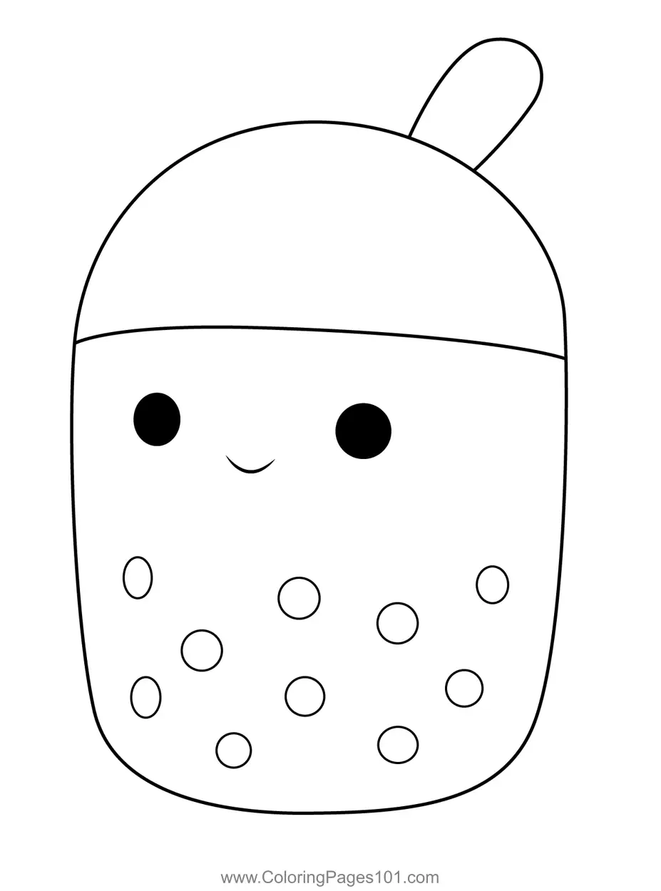 Bernise The Boba Tea Squishmallows Coloring Page For Kids Free Squishmallows Printable Coloring Pages Online For Kids ColoringPages101 Coloring Pages For Kids