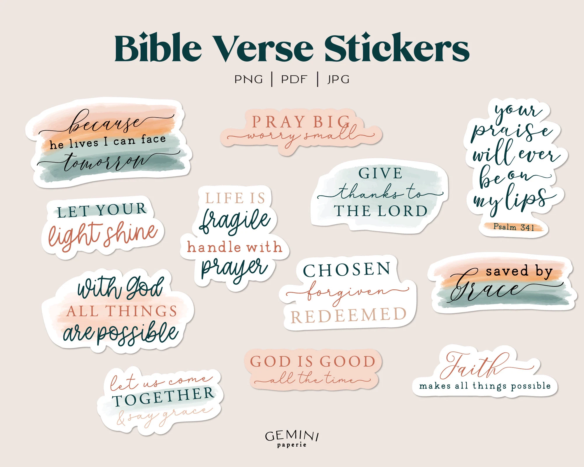Bible Verse Sticker Bundle Religious Quote Stickers Religious Printable Stickers Bundle DIY Laptop Decal Print Cut Bible Stickers Etsy