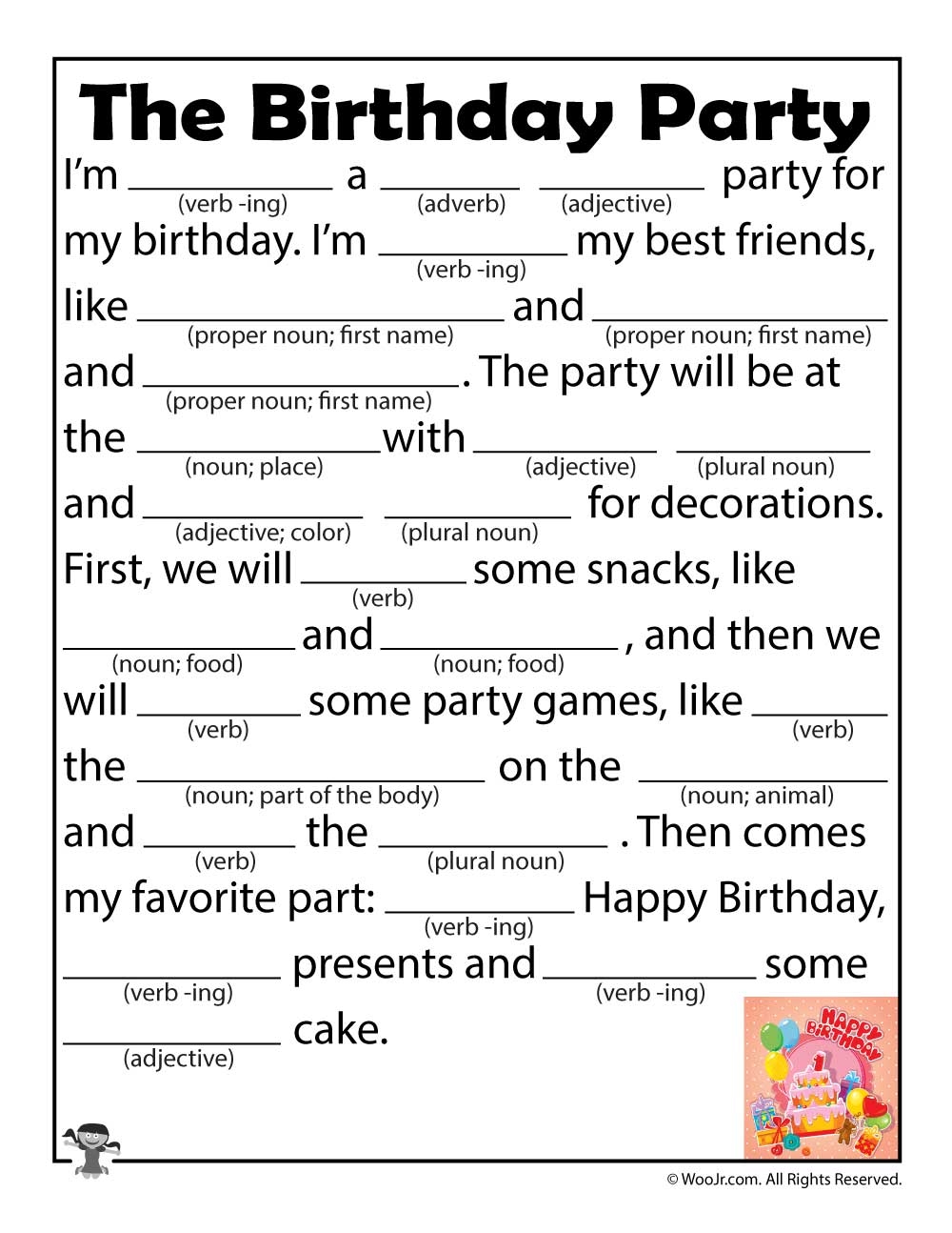 Birthday Ad Libs For Kids Woo Jr Kids Activities Children s Publishing