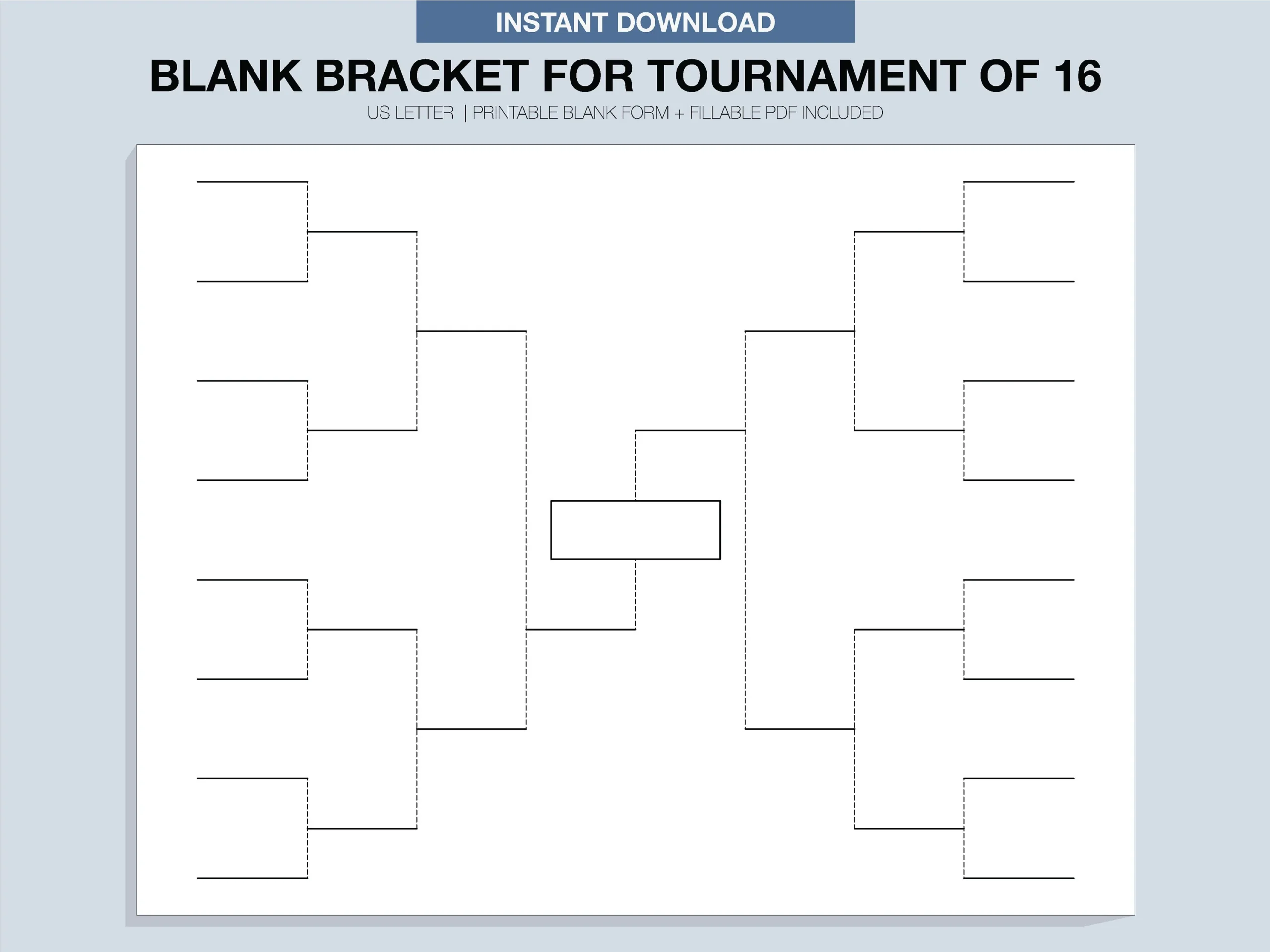 Blank Tournament Bracket Printable Fillable PDF Single Elimination Etsy