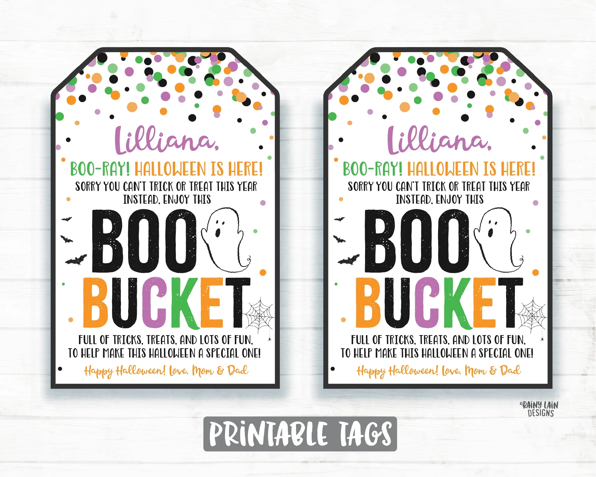 Boo Bucket Tags Halloween Boo Basket 2020 Halloween Printable Hallowee Rainy Lain Designs LLC