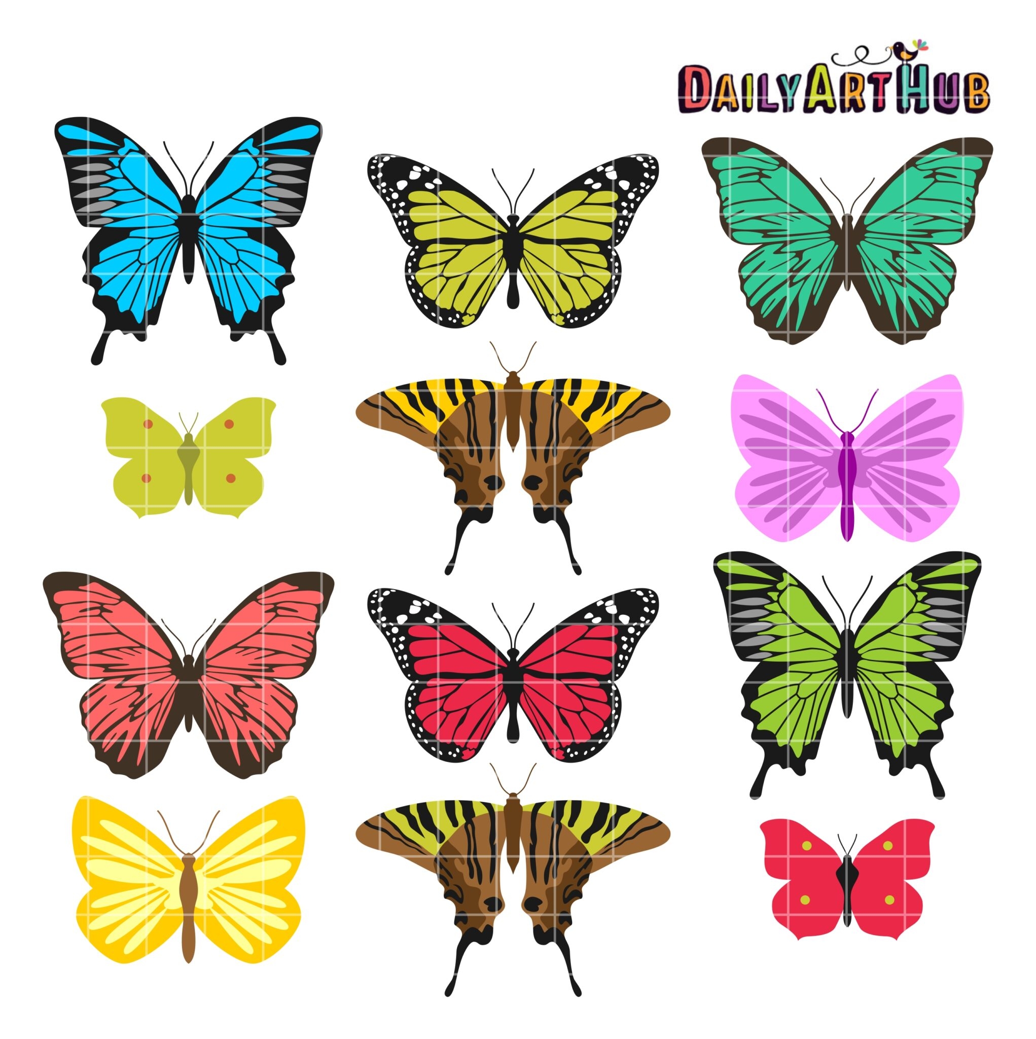 Butterflies Clip Art Set Daily Art Hub Graphics Alphabets SVG