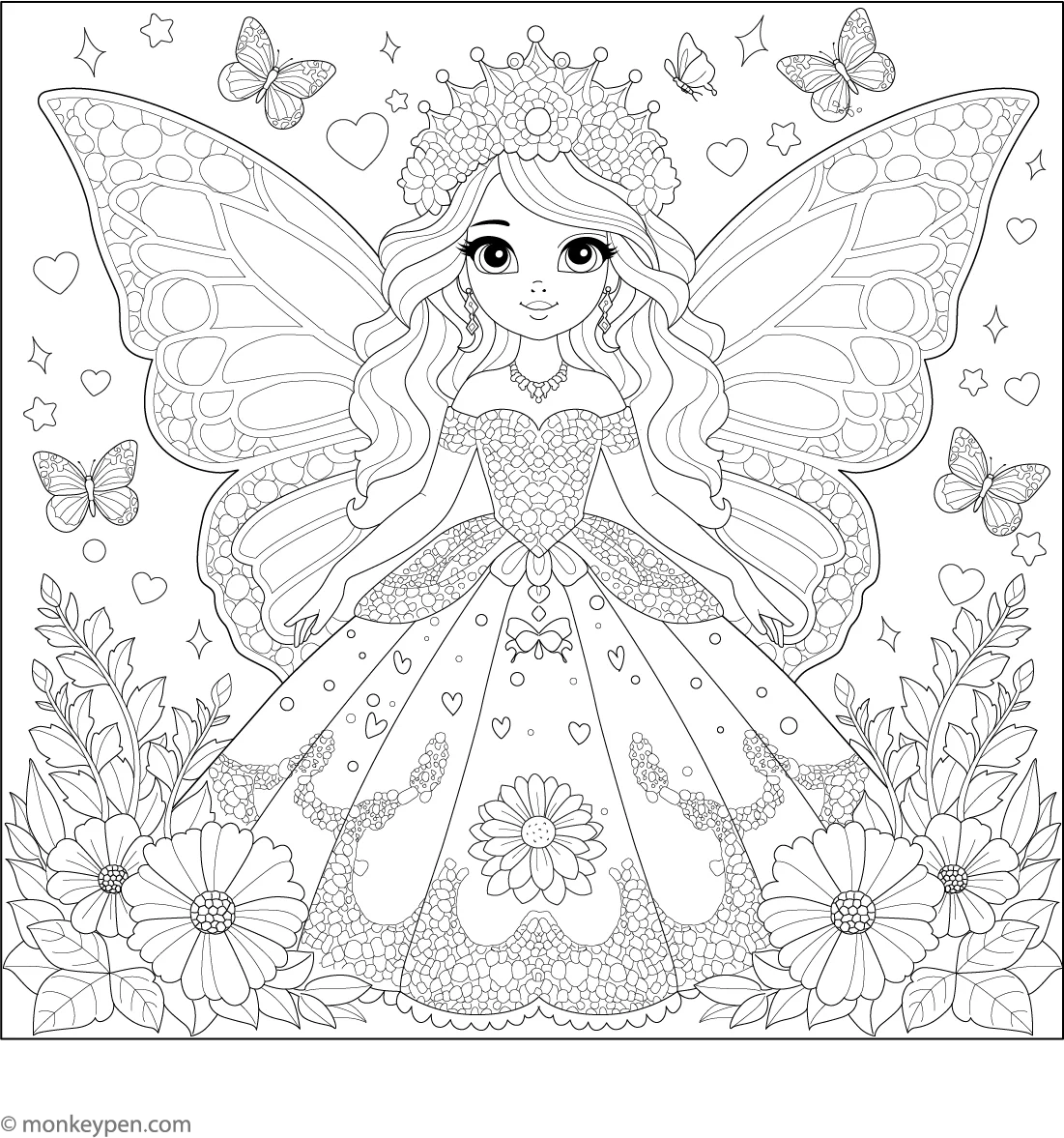 Butterfly Princess Coloring Page