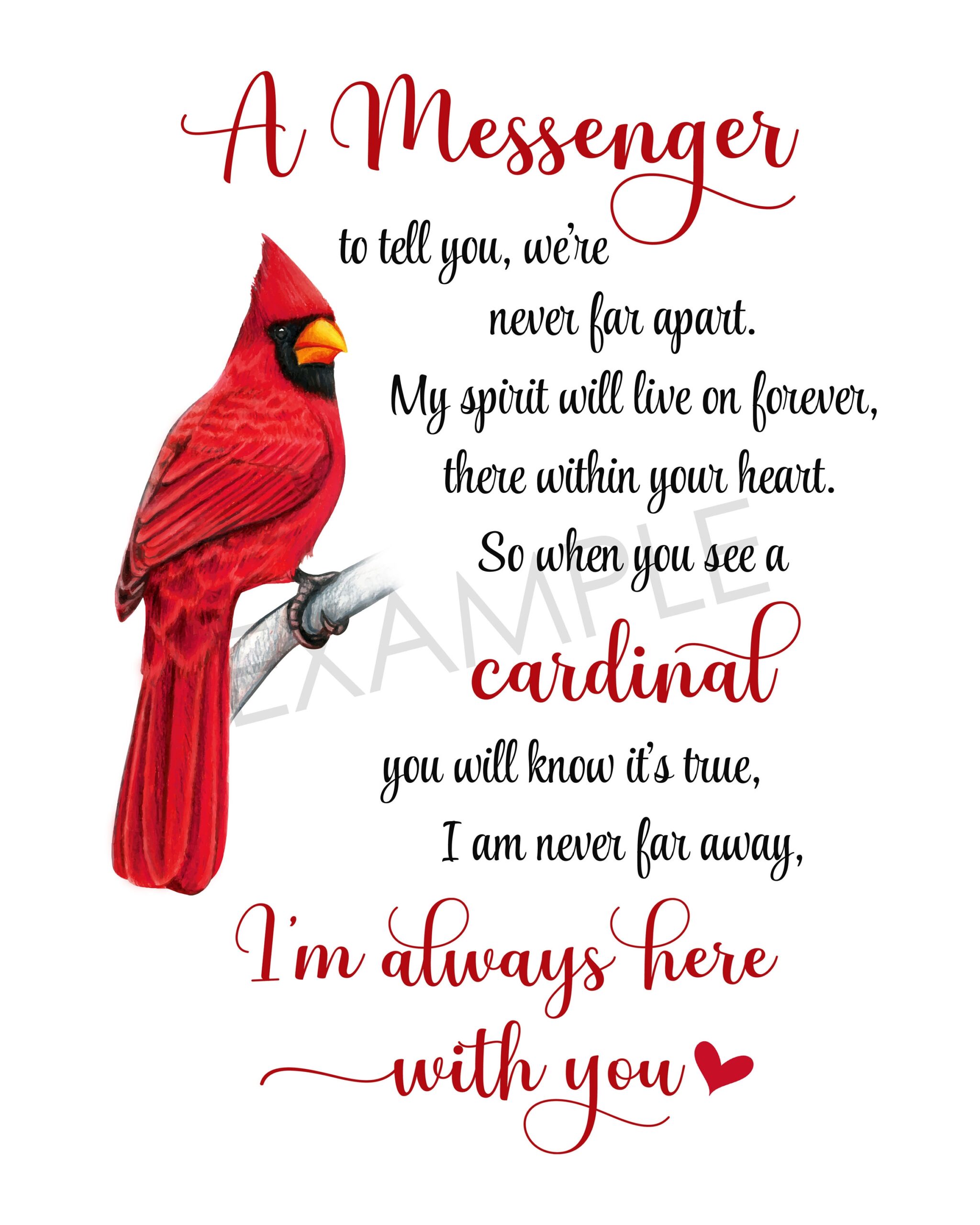 Cardinal Memorial Print i Am Always With You Poem instant Download Etsy