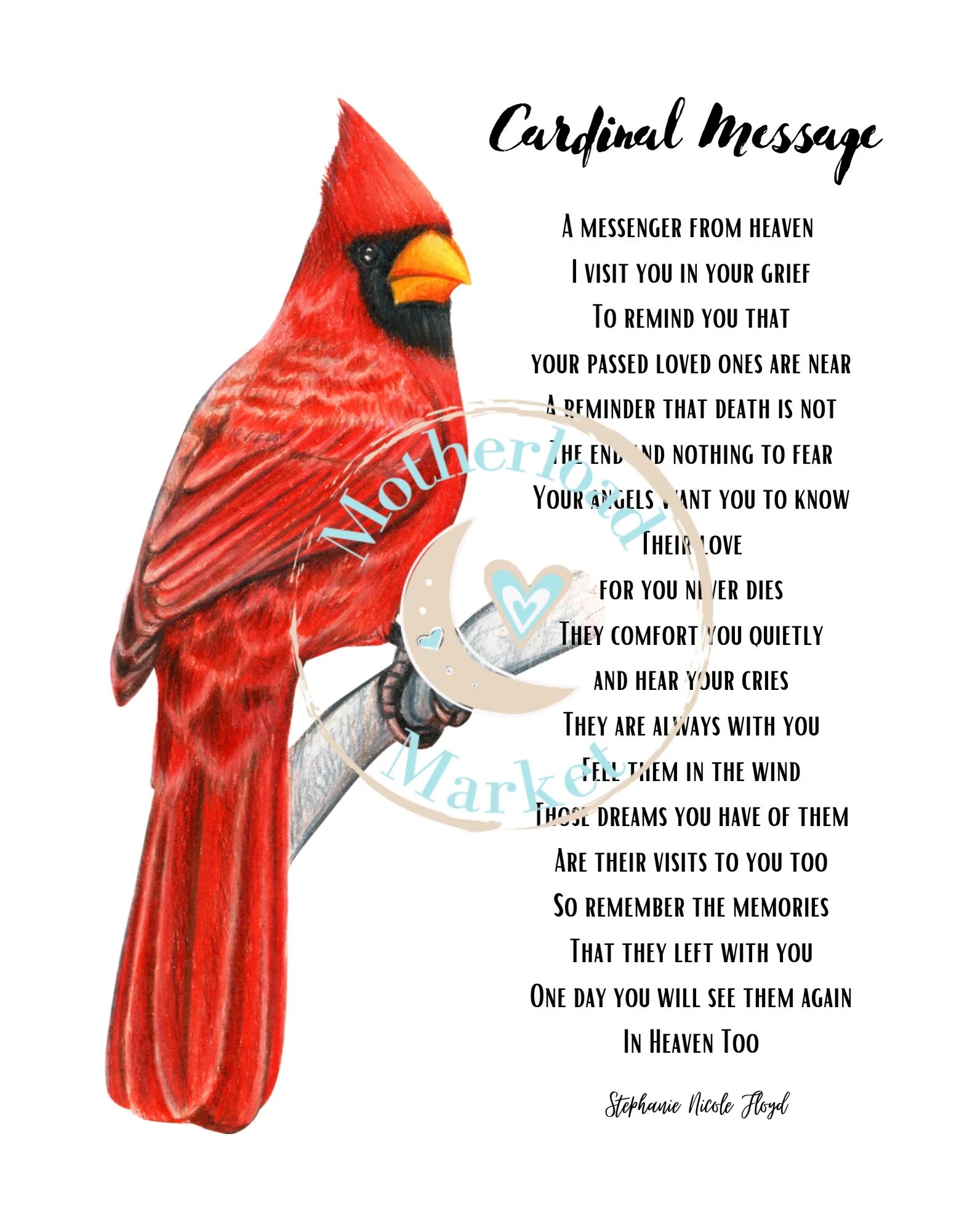 Cardinal Poem Print Memorial Gift For Loss digital Download Etsy