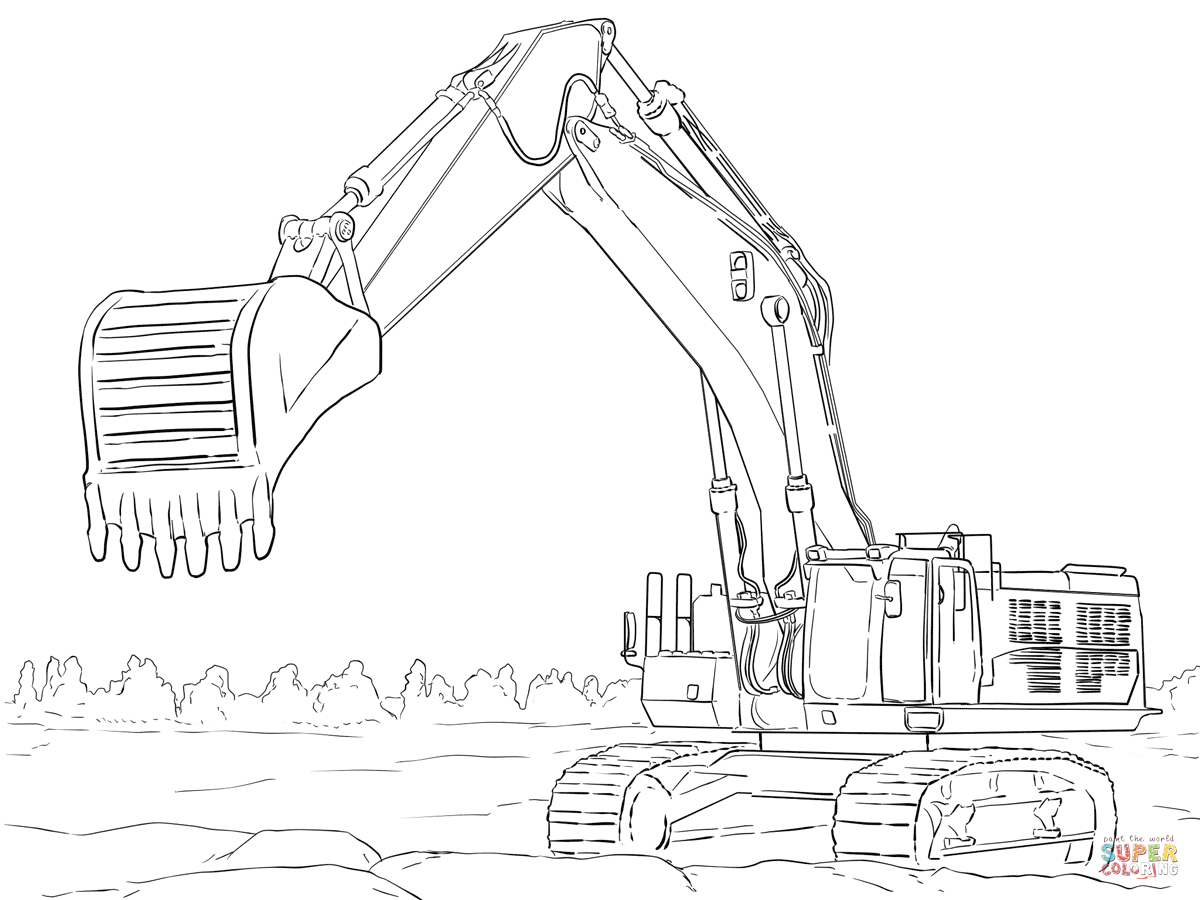 Caterpillar Excavator Coloring Page Free Printable