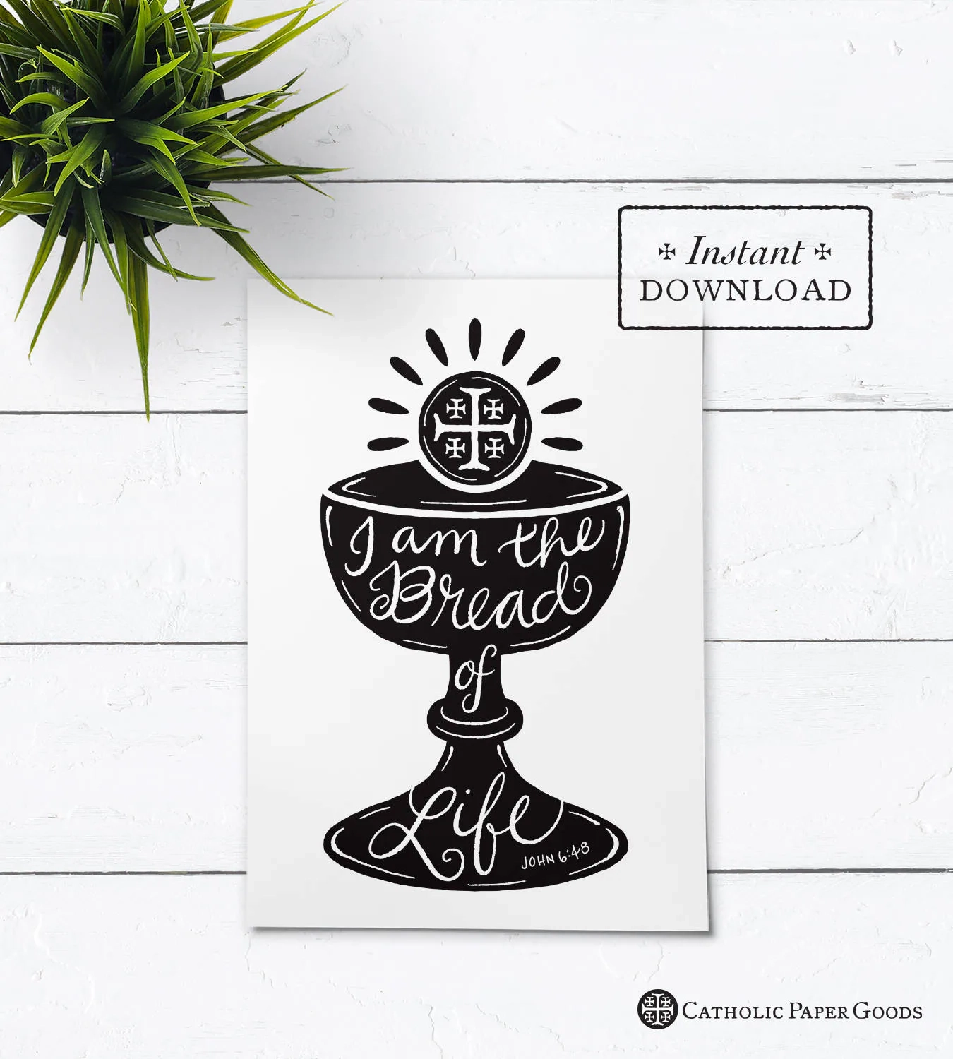 Catholic First Communion Card I Am The Bread Of Life DIY Printable PDF 