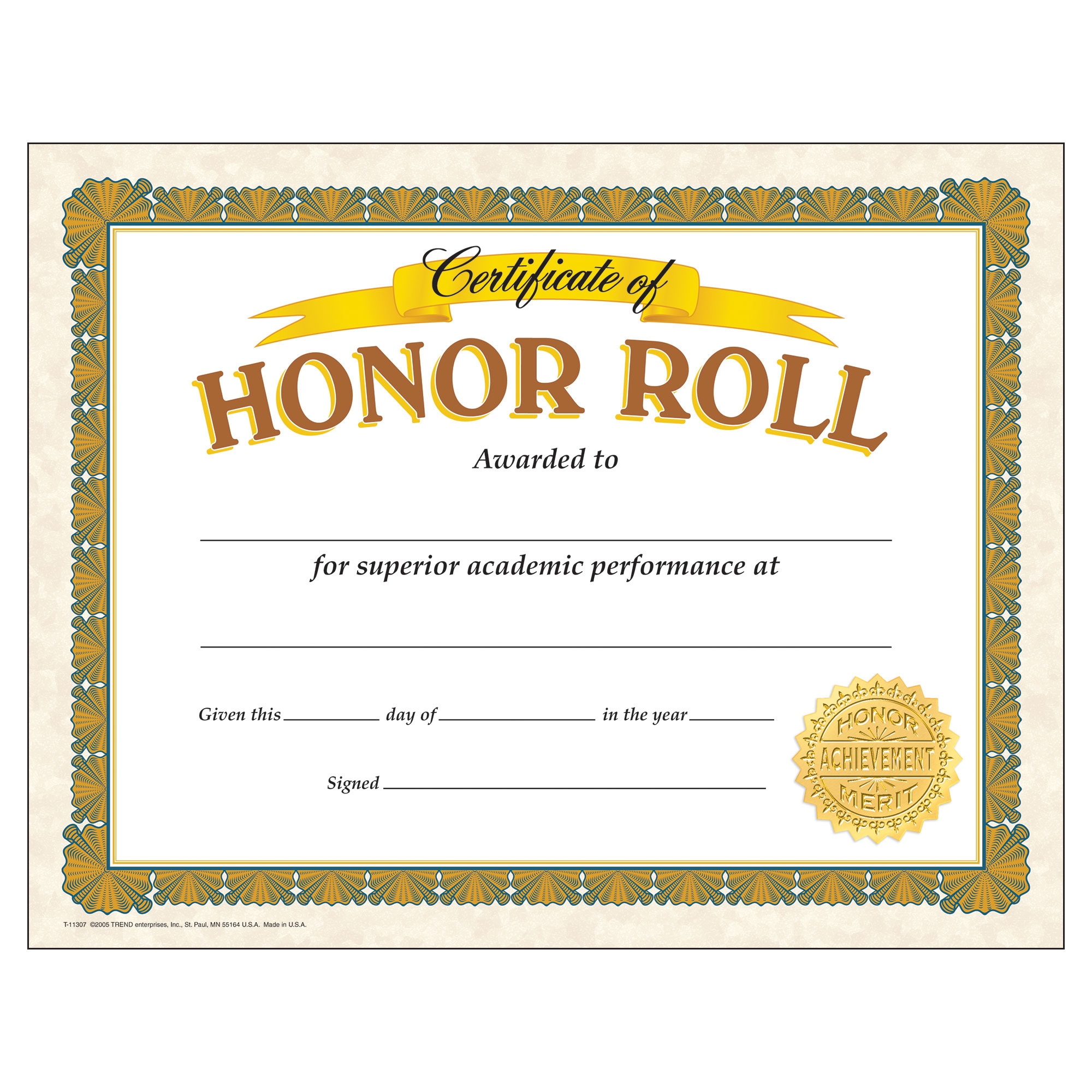 Certificate Honor Roll Crafts And More