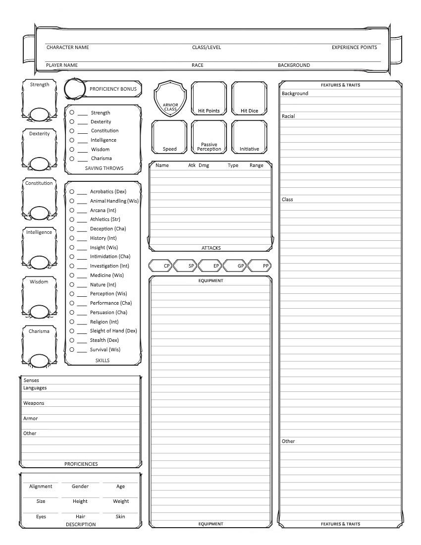 Character Sheet For Non magic Characters Lots Of Room For Features Traits And Equipment R dndnext Character Sheet For Non magic Characters Lots Of Room For Features Traits And Equipment R dndnext