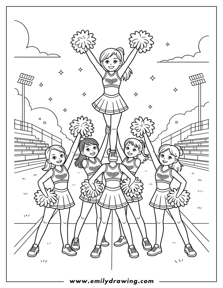 Cheerleading Coloring Page Emily Drawing