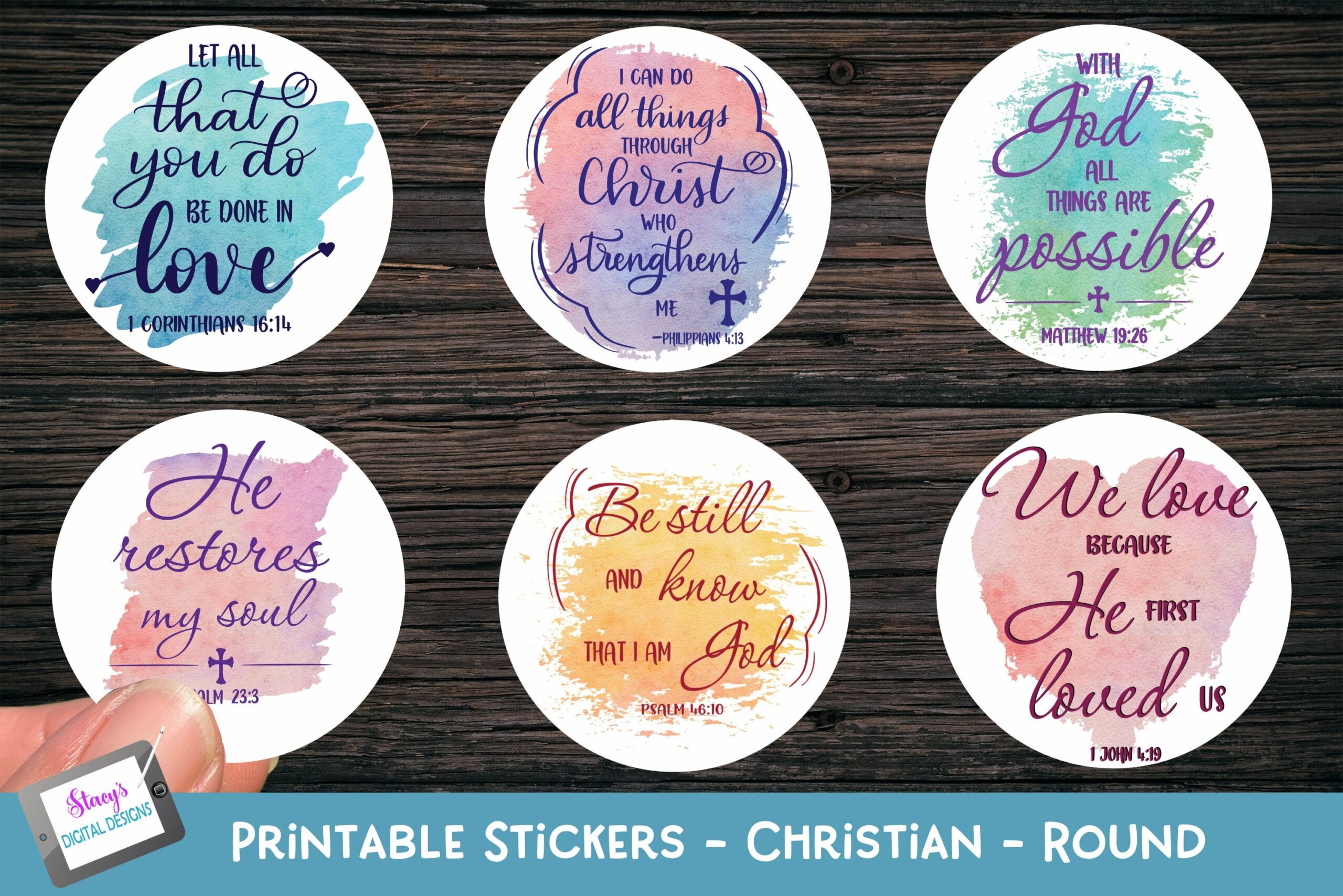 Christian Stickers Round Printable Stickers Bible Verses