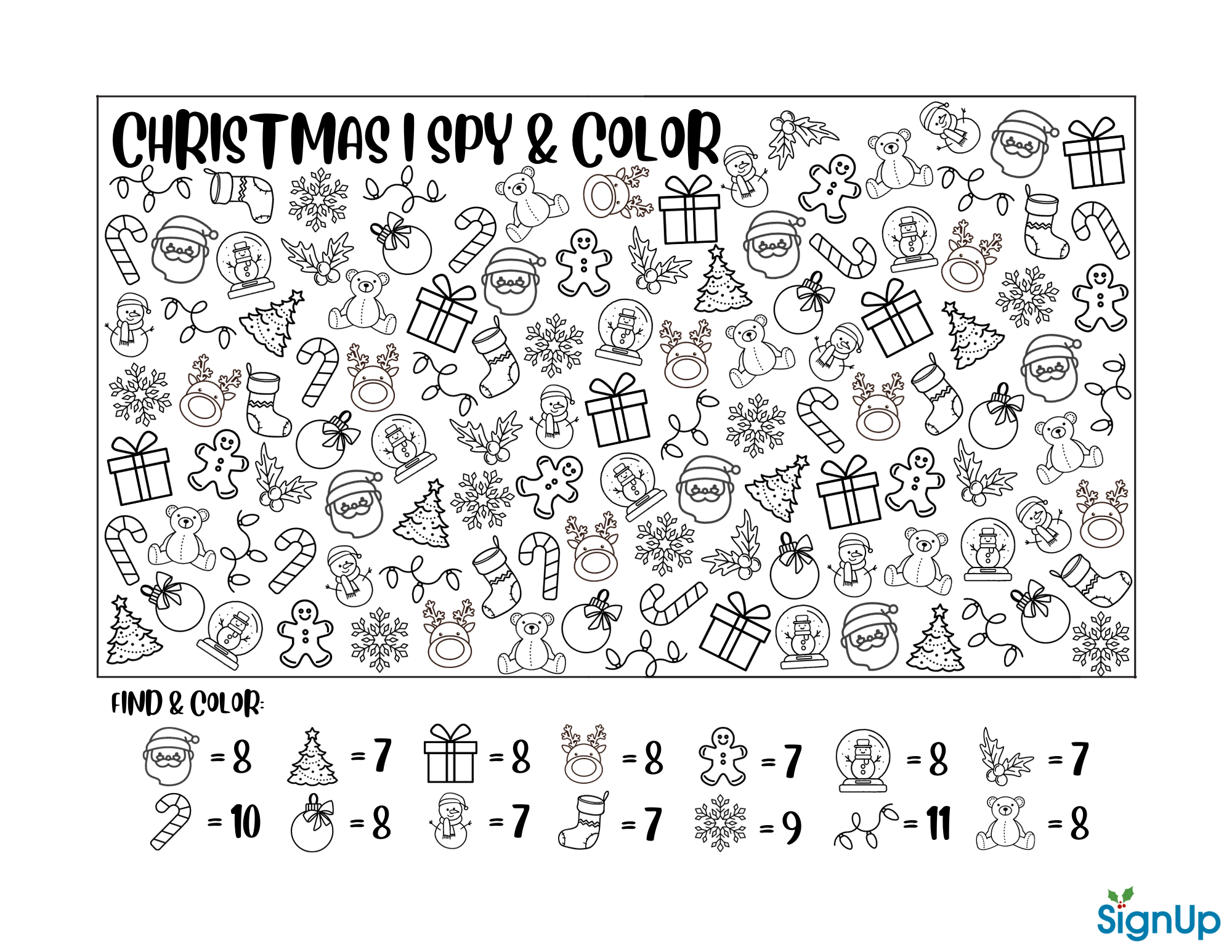 Christmas Activity Sheets Coloring Pages SignUp