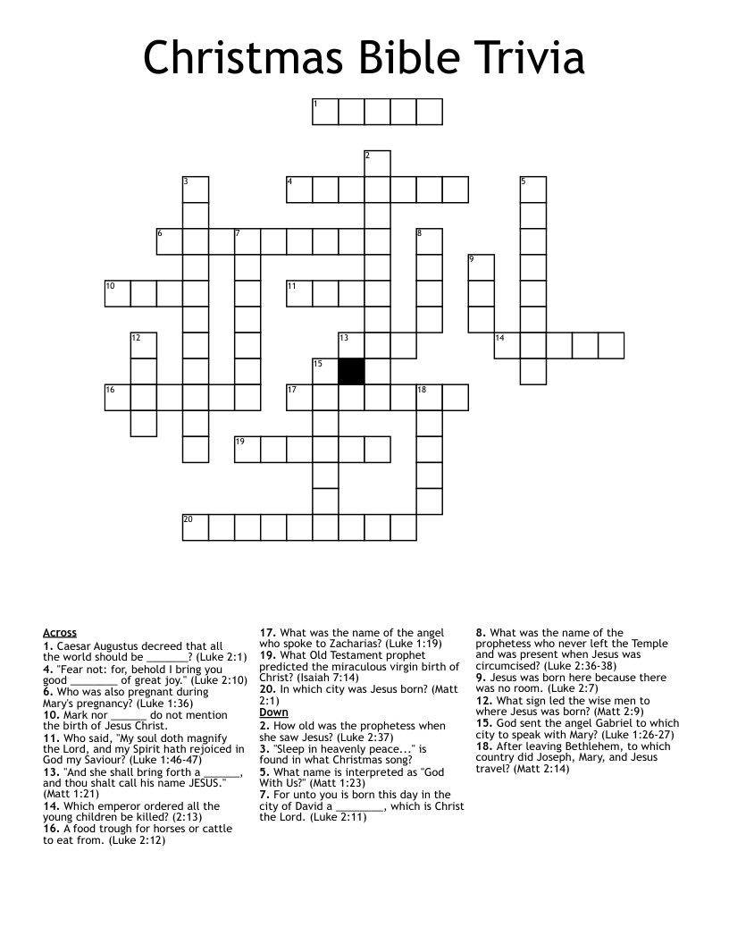 Christmas Bible Trivia Crossword WordMint