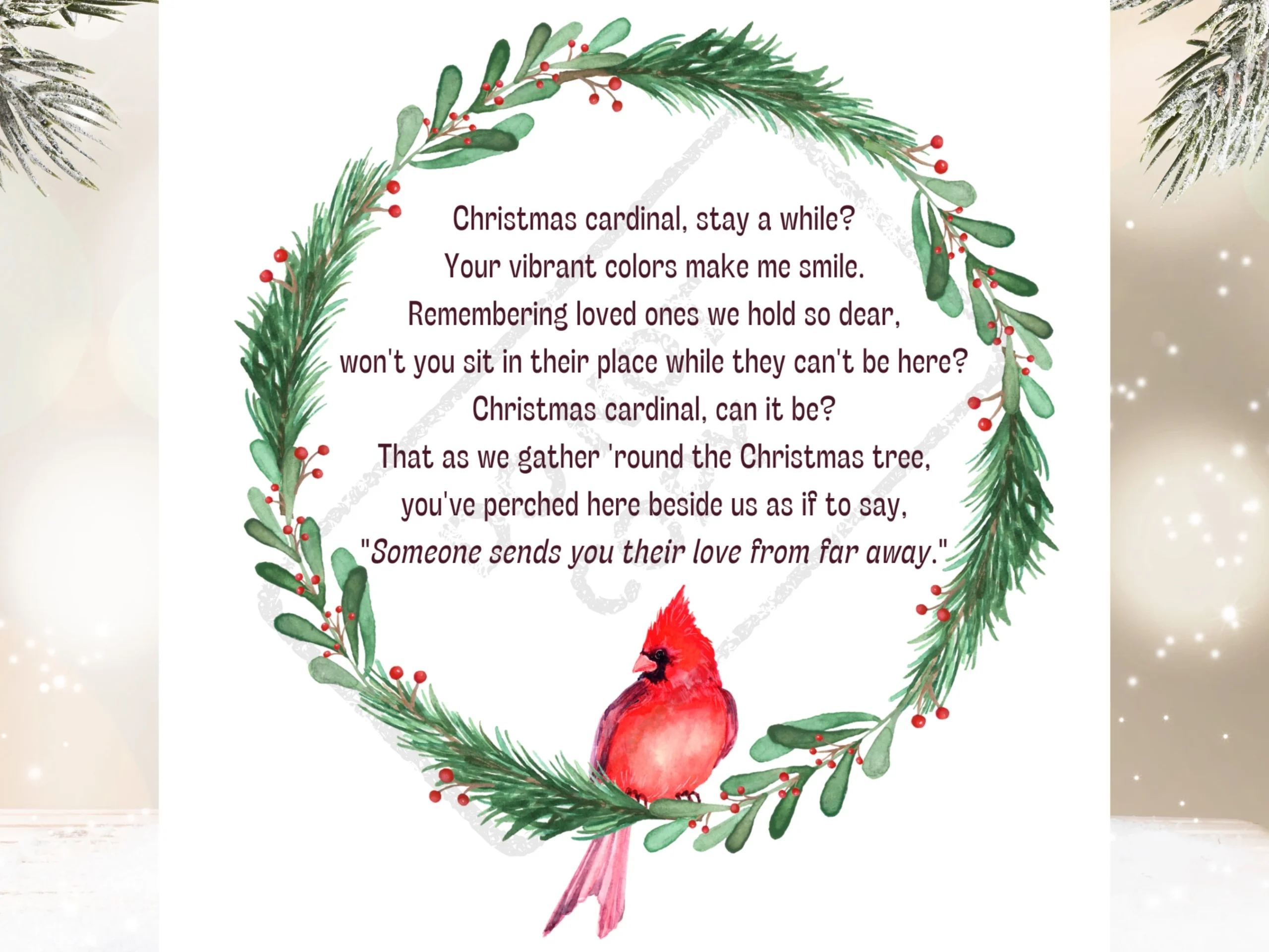 Christmas Cardinal Memorial Poem Etsy