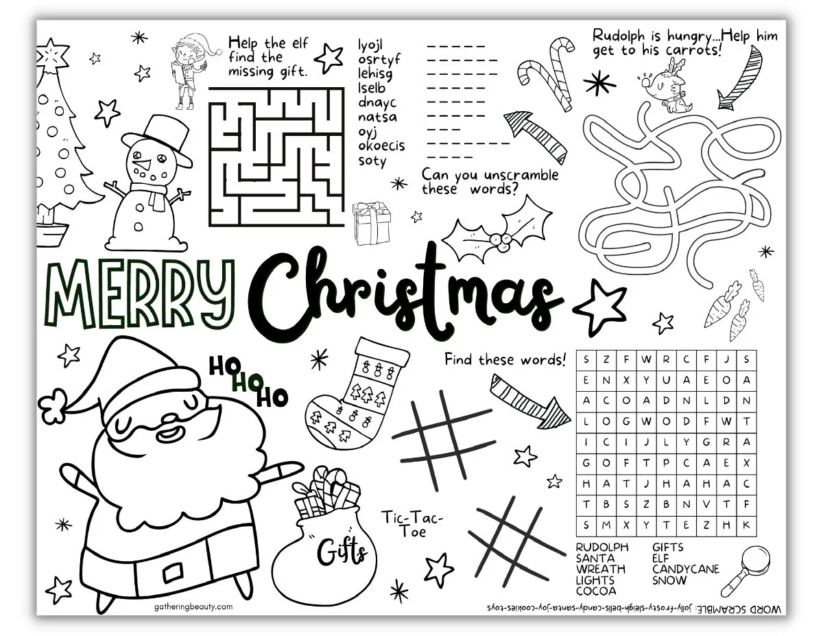 Christmas Coloring Activities For Kids Free Printable Gathering Beauty