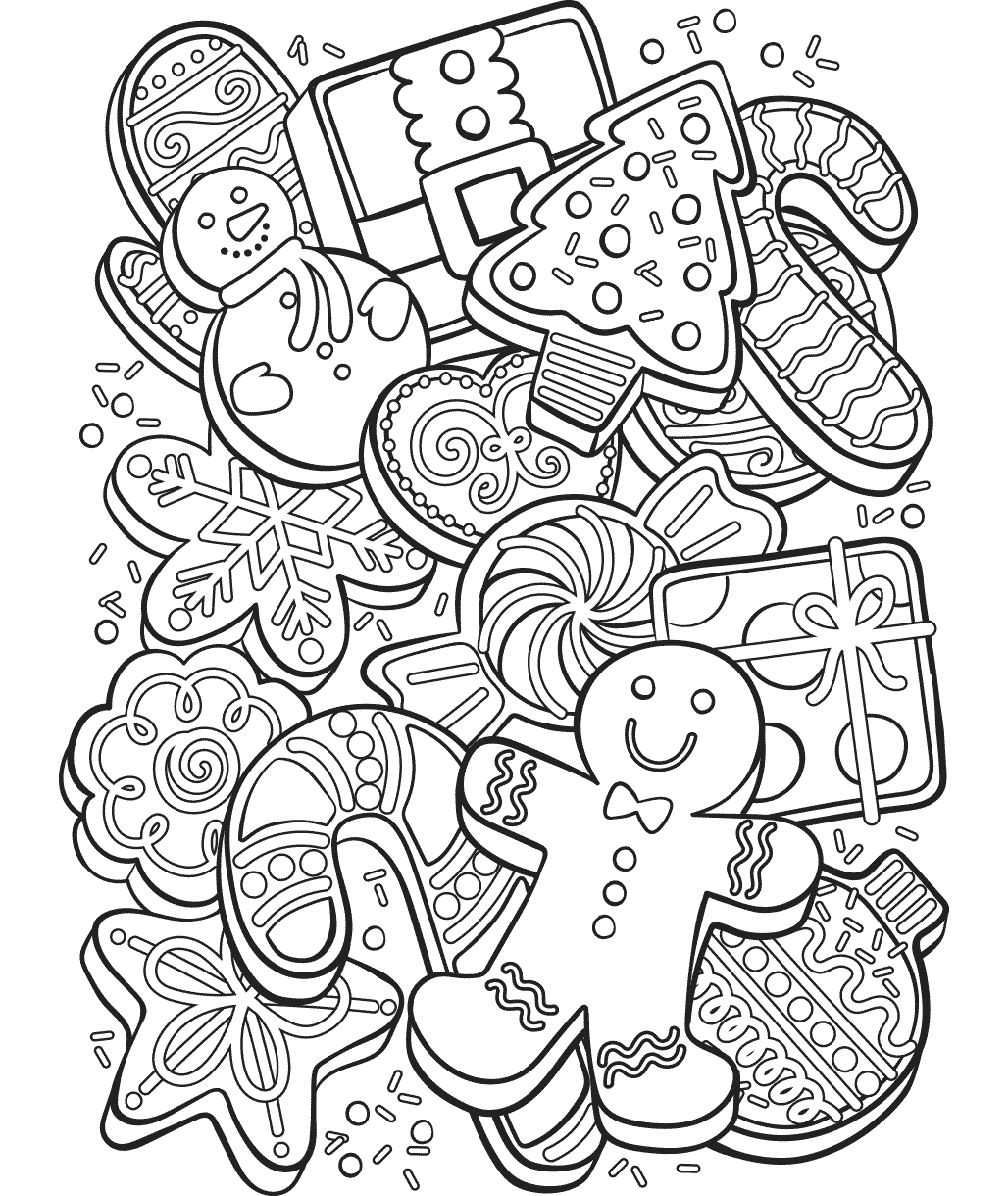 Christmas Cookie Collage Free Printable Coloring Sheet Christmas Cookie Collage Free Printable Coloring Sheet