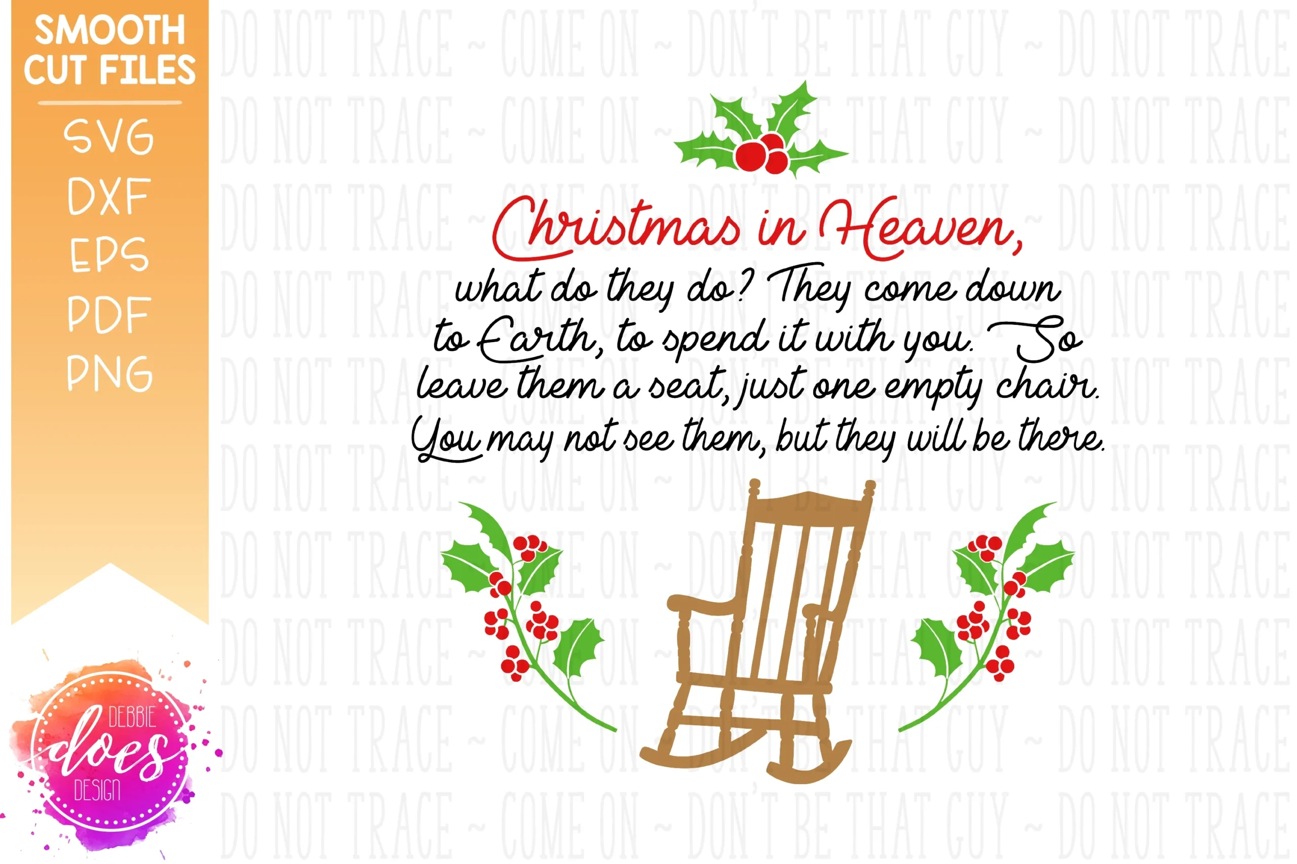 Christmas In Heaven Chair Poem Circle SVG File Debbie Does Design