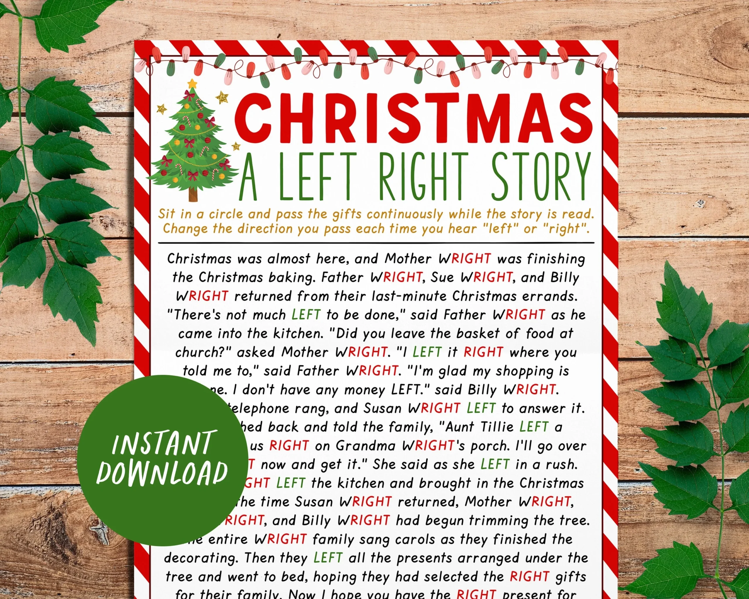 Christmas Left Right Game Left Right Story Pass The Gift Exchange Gam Puff Paper Co
