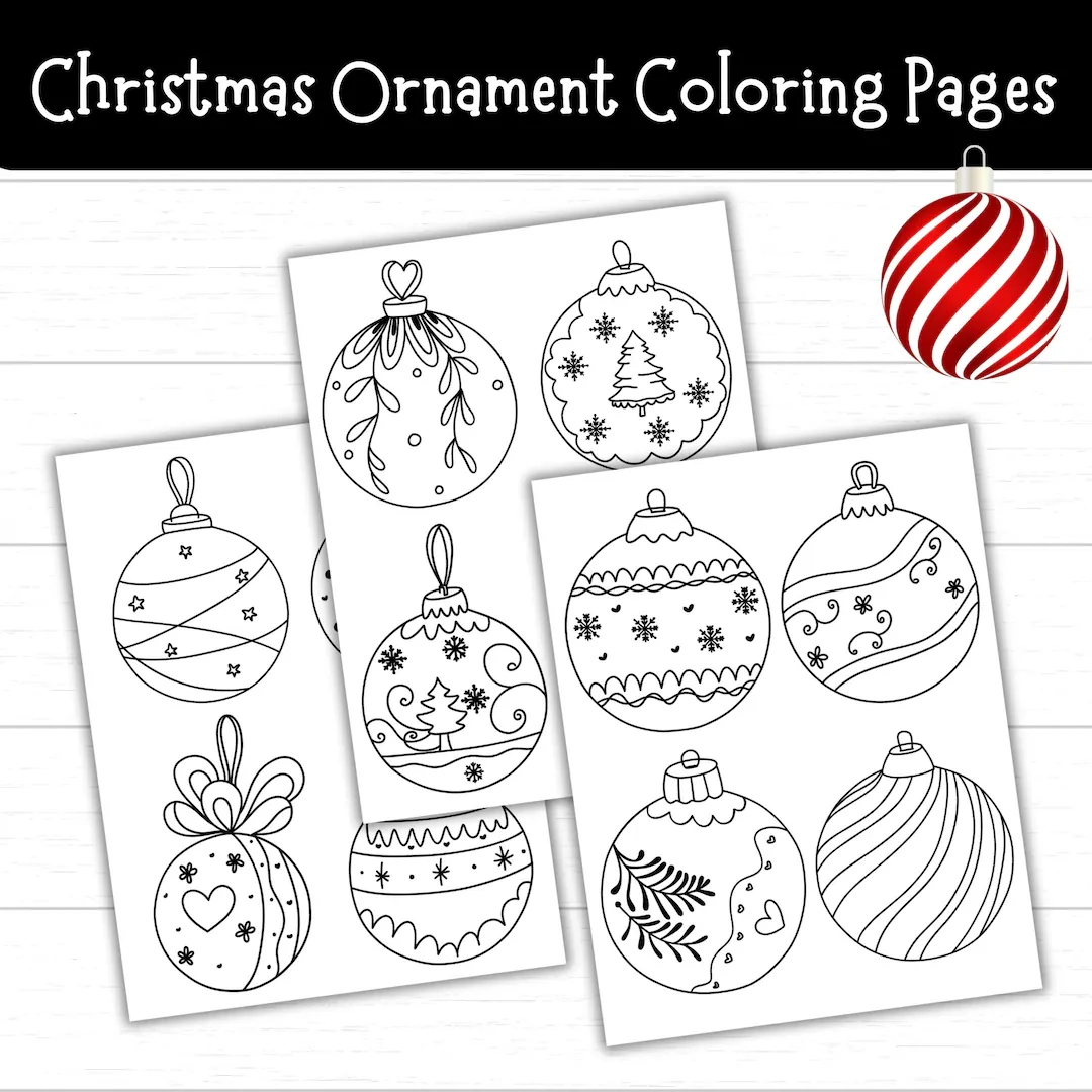 Christmas Ornament Coloring Pages Printable Ornaments For Kids Ornaments To Color For Christmas Christmas Coloring Pages Christmas Craft Etsy