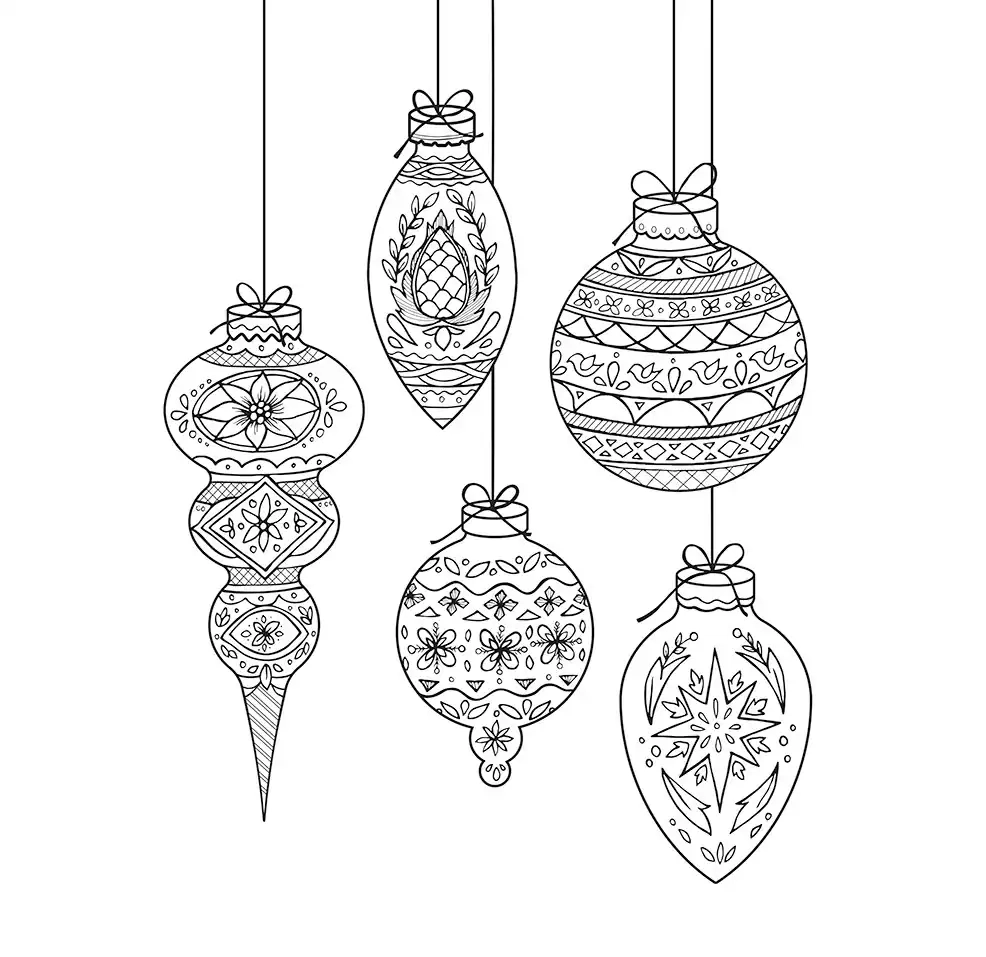 Christmas Ornament Coloring Sheet Etsy