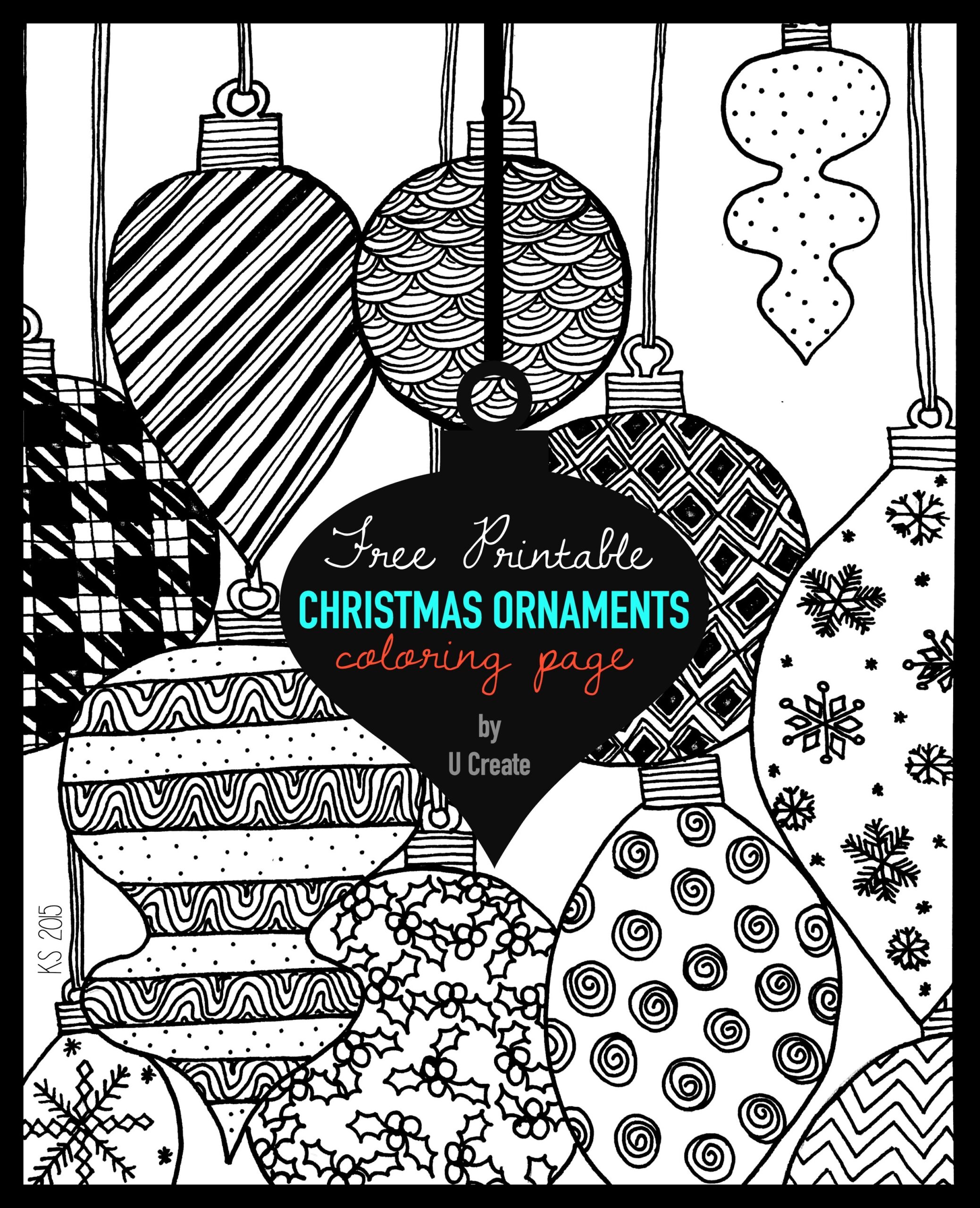 Christmas Ornaments Adult Coloring Page U Create