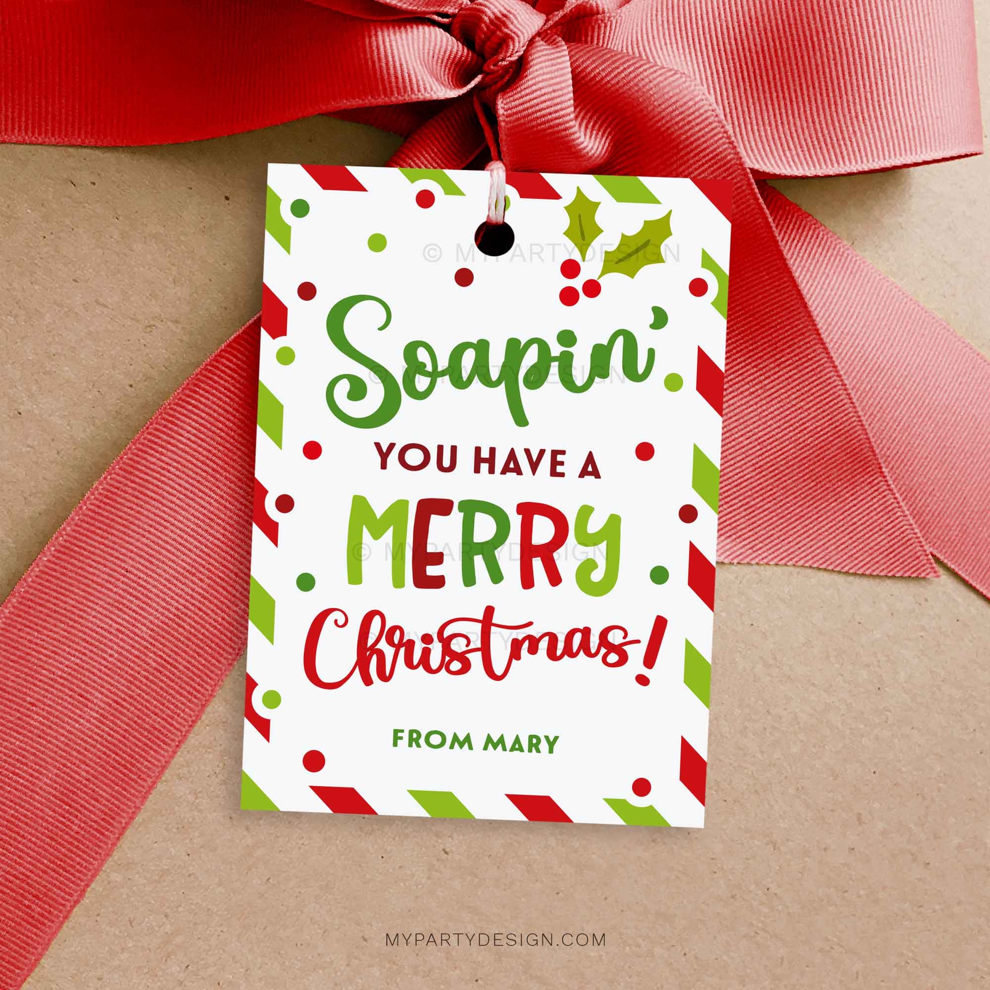 Christmas Soap Gift Tag Printable PDF My Party Design