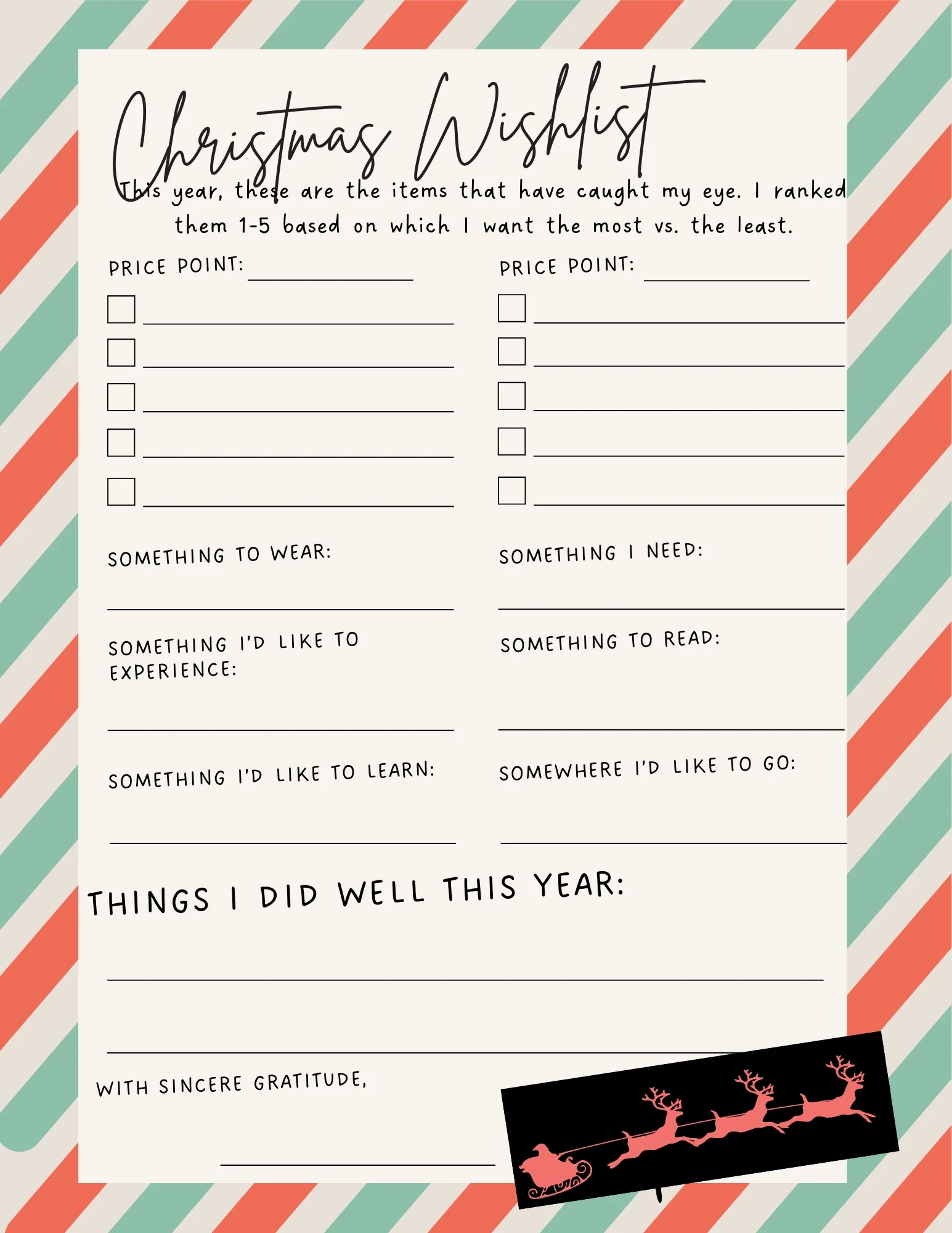 Christmas Wishlist Template Printable Do It Yourself Danielle