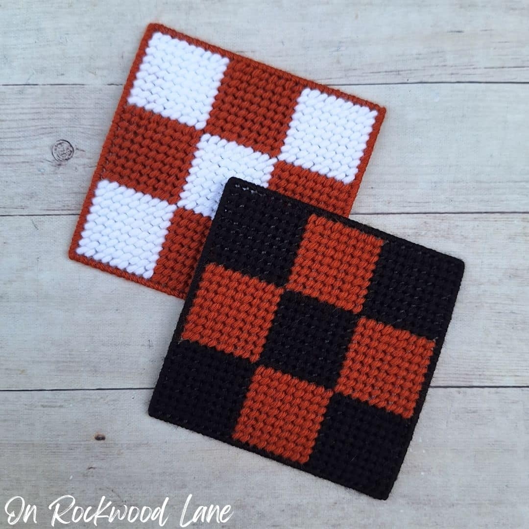 Chunky Checkered Plastic Canvas Coasters Free Pattern
