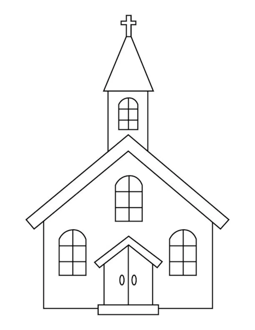 Church Coloring Page Etsy