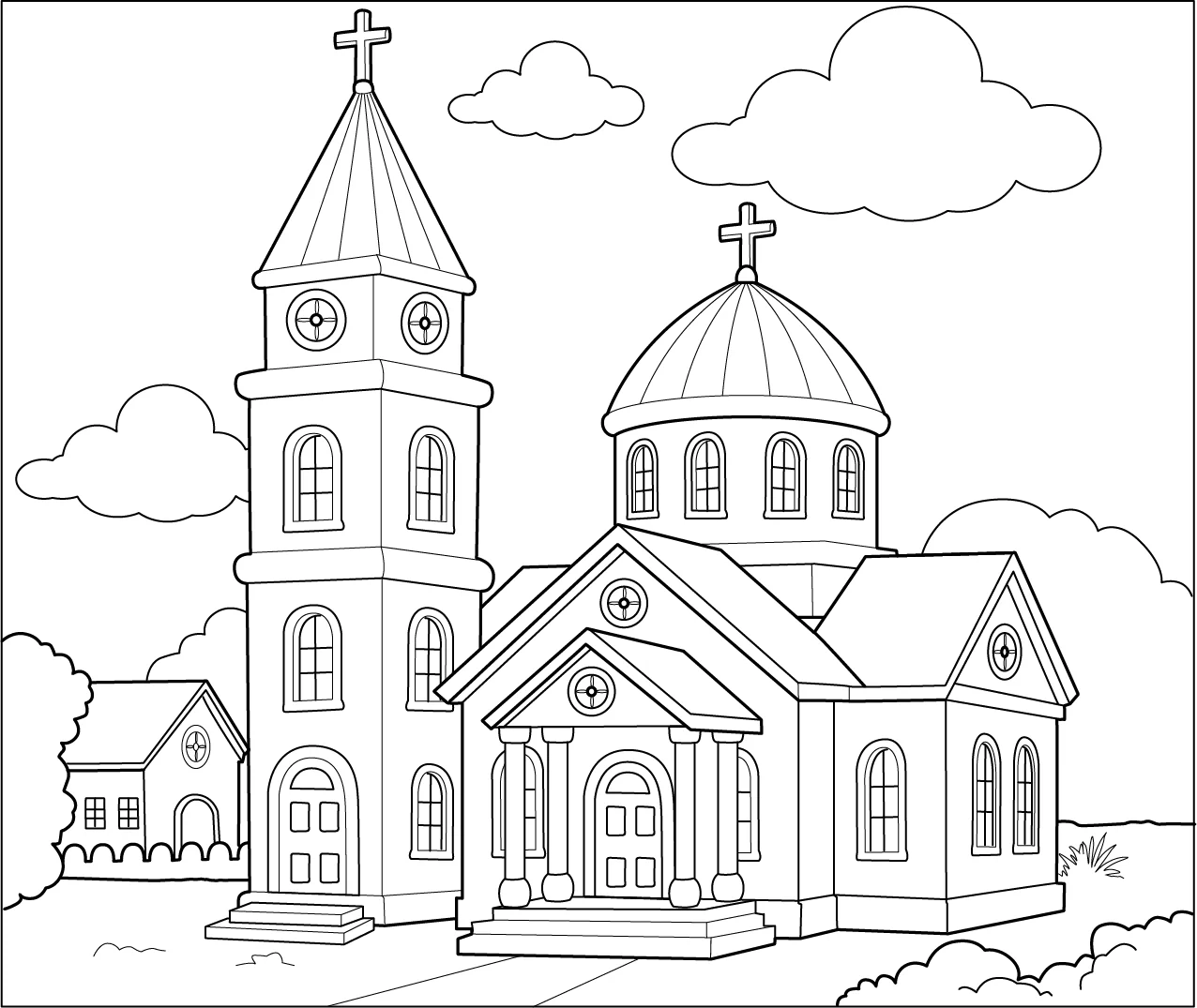Church Coloring Page For Children