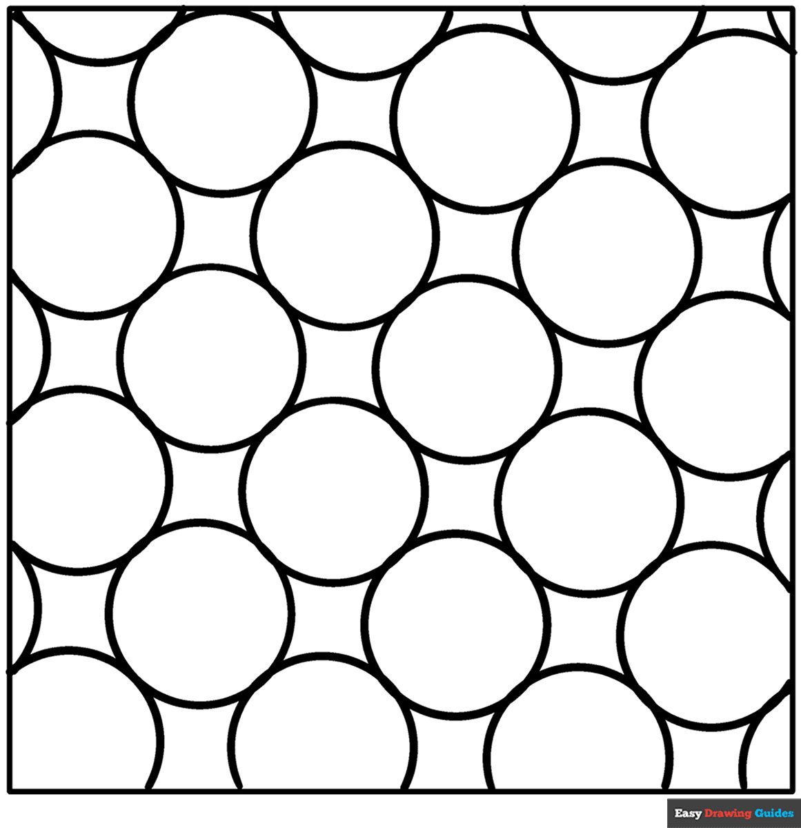 Circles Pattern Coloring Page Geometric Pattern Coloring Page Easy Drawing Guides