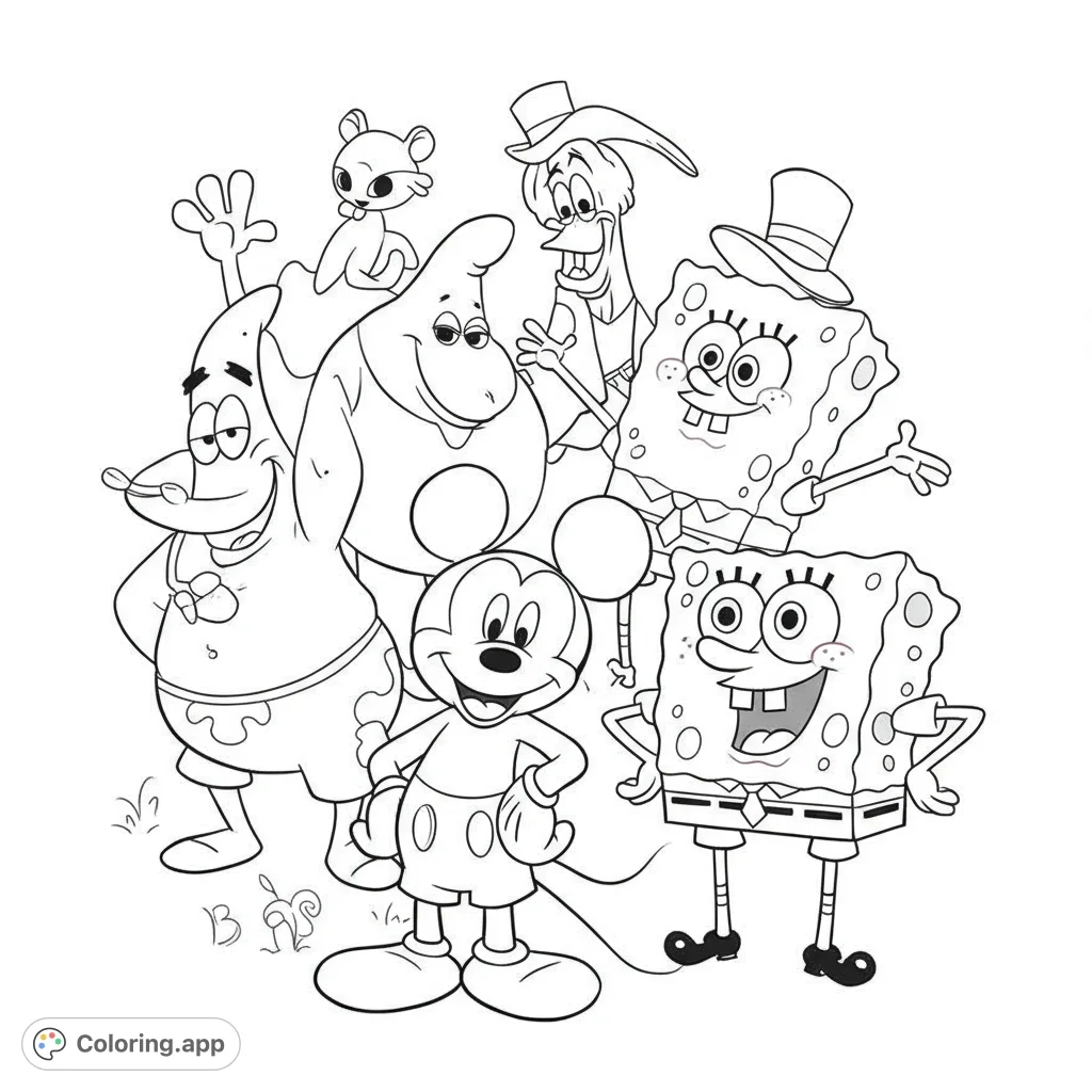 Classic Cartoon Friends Gathering Coloring app