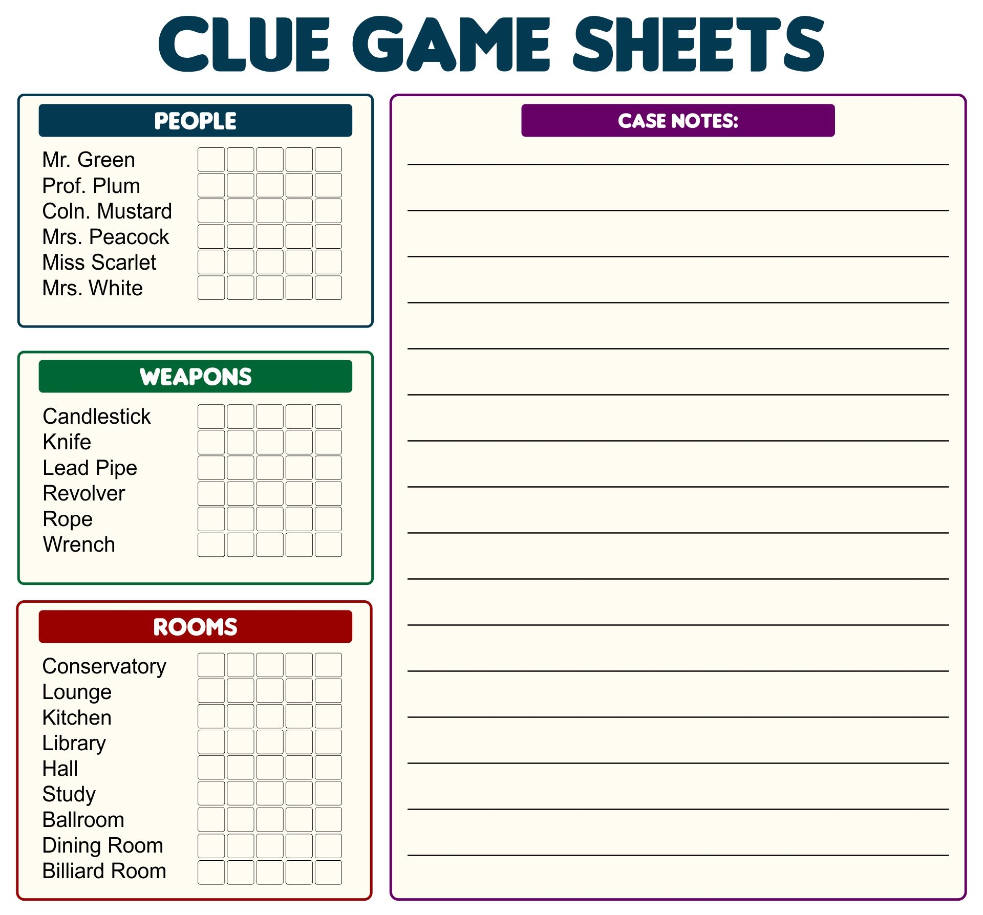 Clue Board Game 10 Free PDF Printables Printablee Clue Board Game 10 Free PDF Printables Printablee