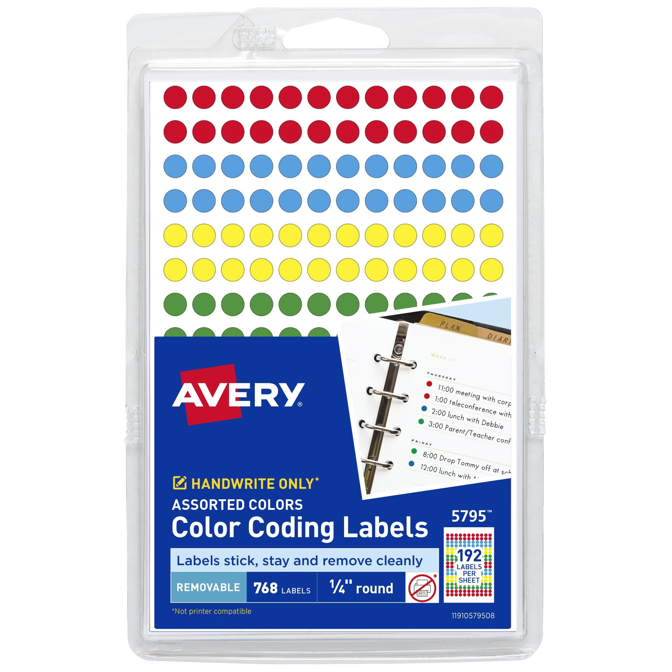 Color Coding Dots 1 4 760 Total 5795 Avery