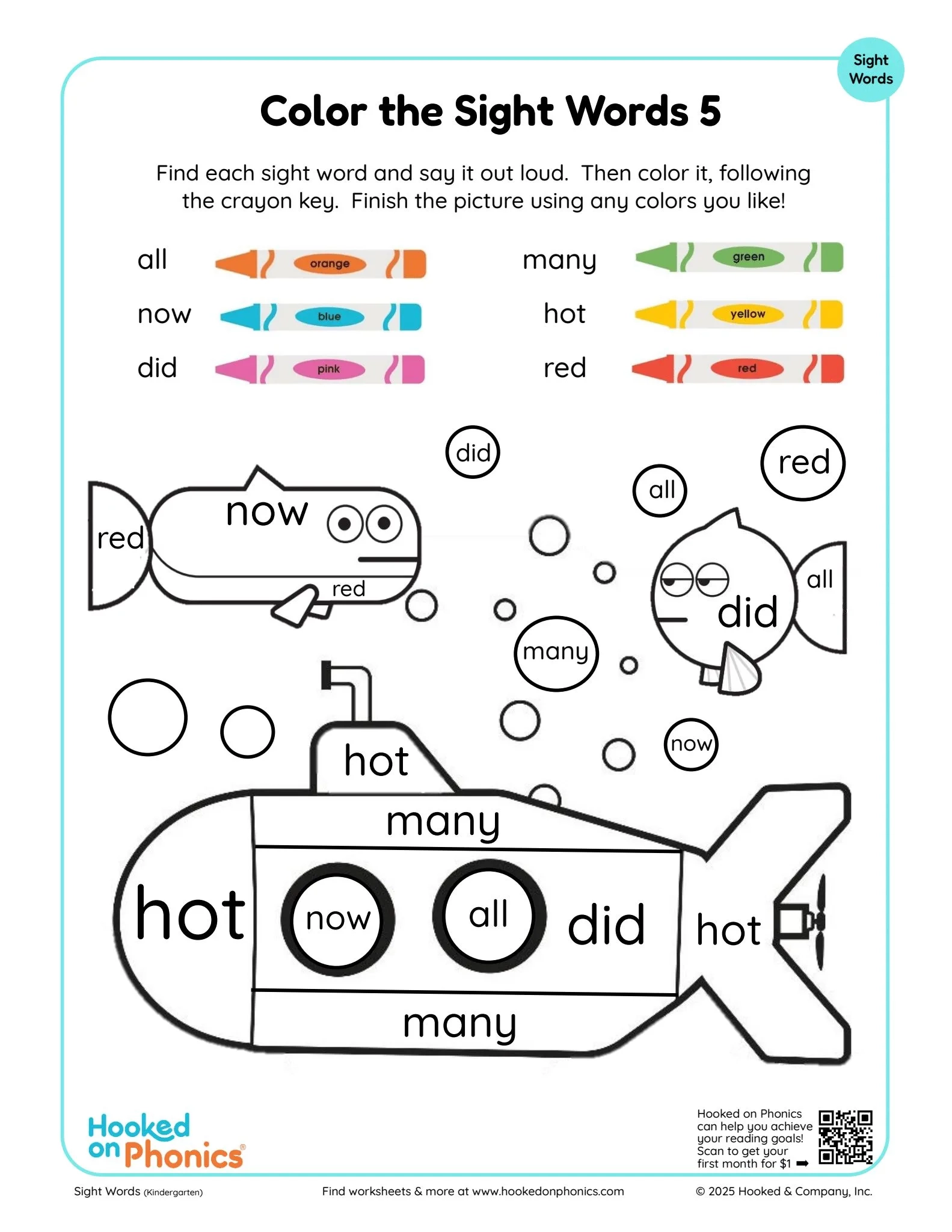 Color The Sight Words 5 Hooked On Phonics Color The Sight Words 5 Hooked On Phonics