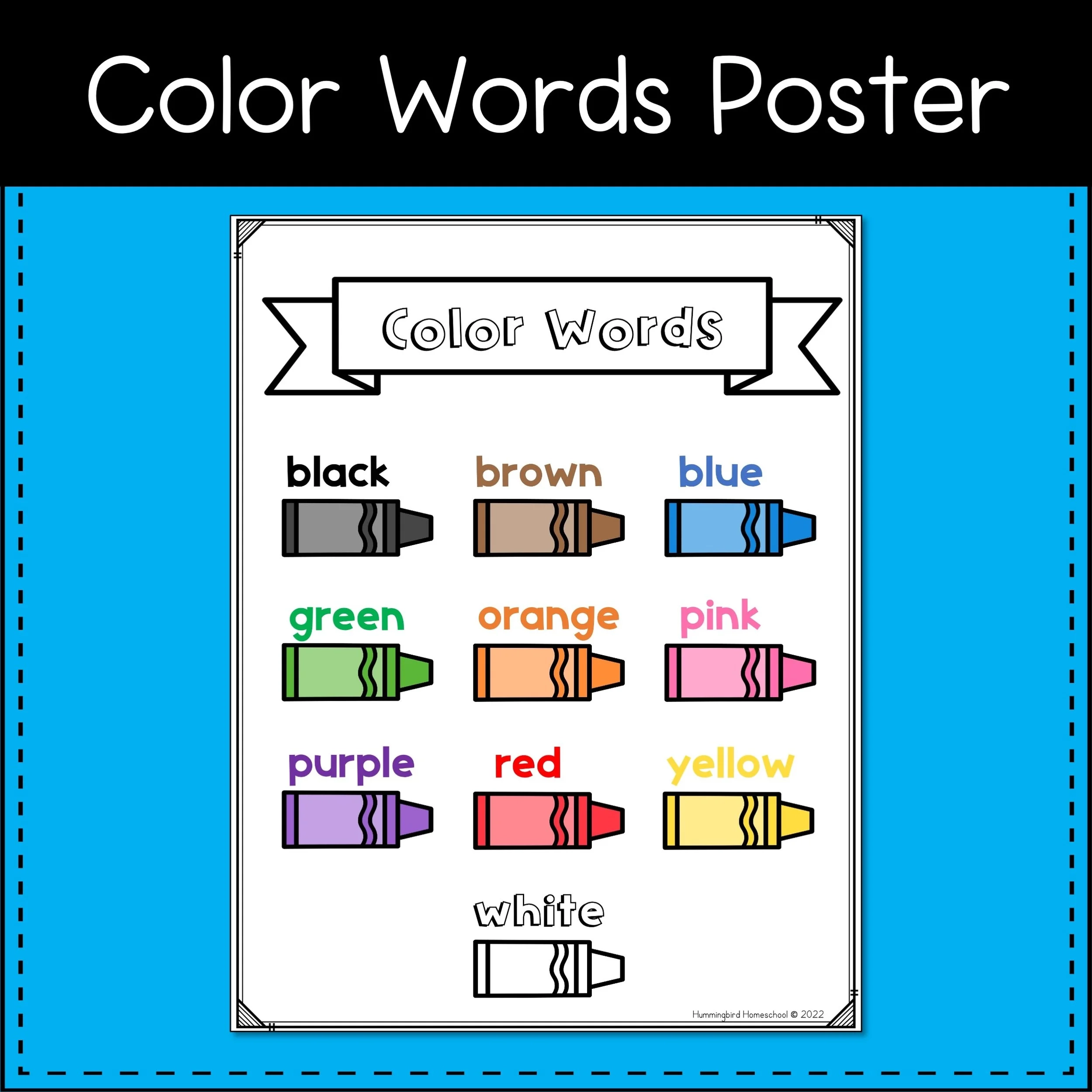 Color Words Worksheets For Kindergarten Hummingbird Homeschool