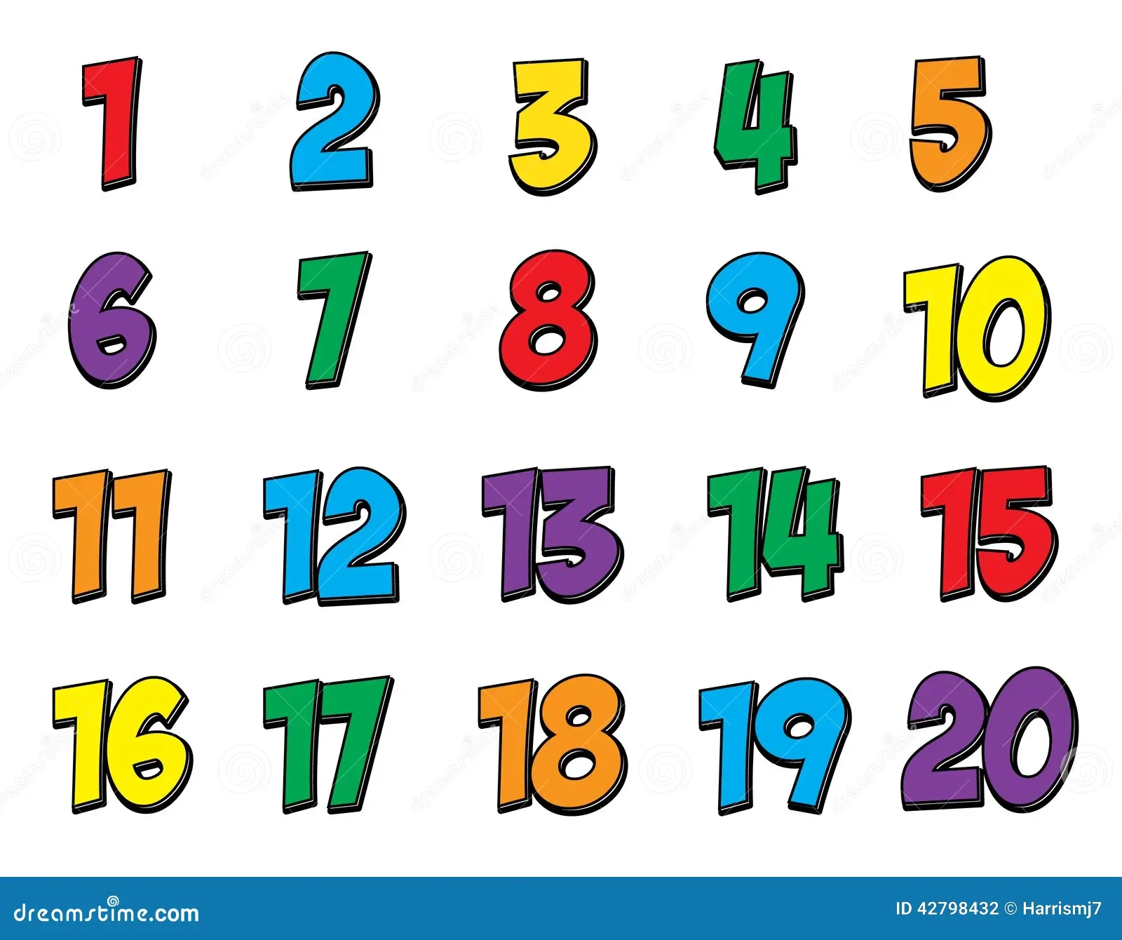 Colorful Number Set 1 20 Stock Illustration Illustration Of Counting 42798432