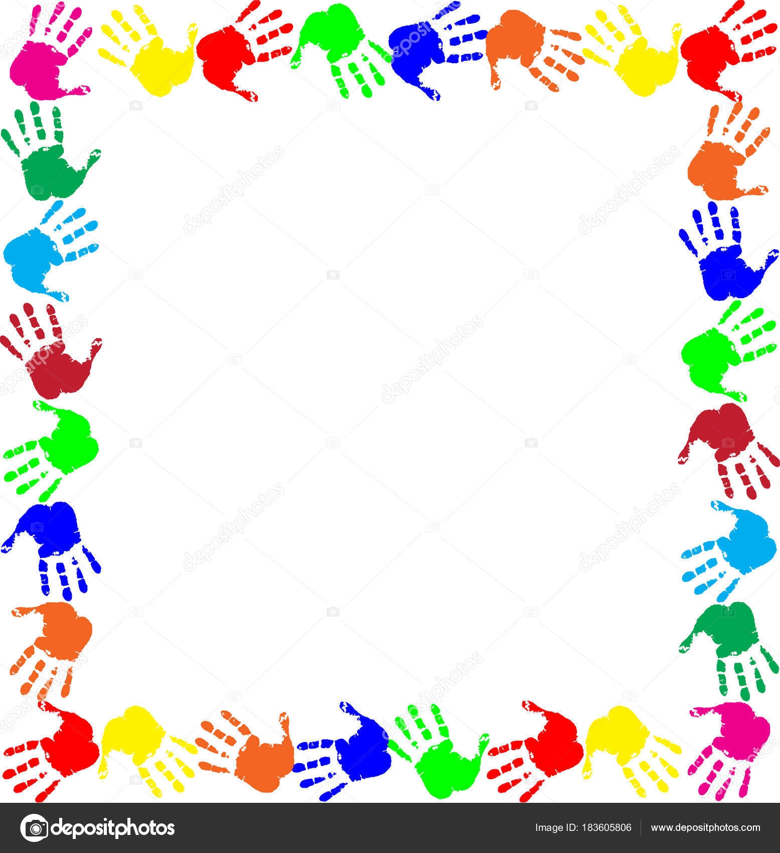Colorful Rainbow Frame Multicolored Handprints Border Stock Vector By Katarepsius 183605806