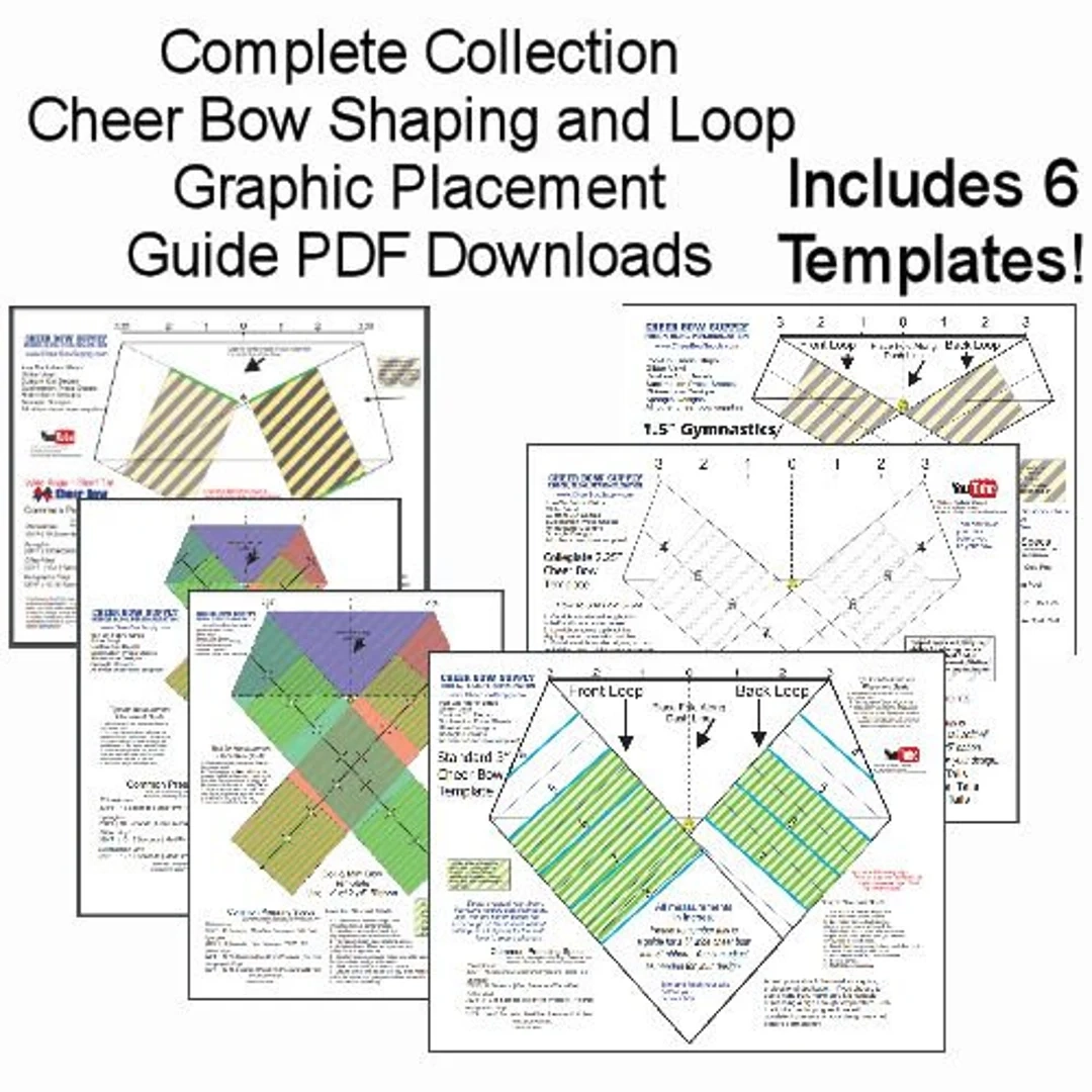 Complete Set Of Printable Cheer Bow Template And Loop Graphic Placement Guide PDF Downloads 6 Bow Styles Etsy Australia