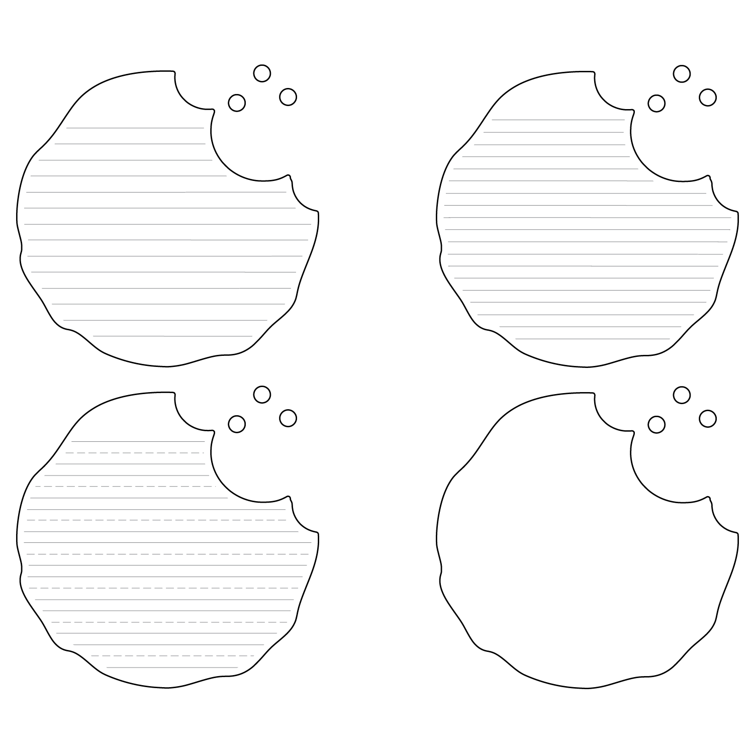 Cookie Chocolate Chip Shaped Writing Template Free Printable Paper raft Templates