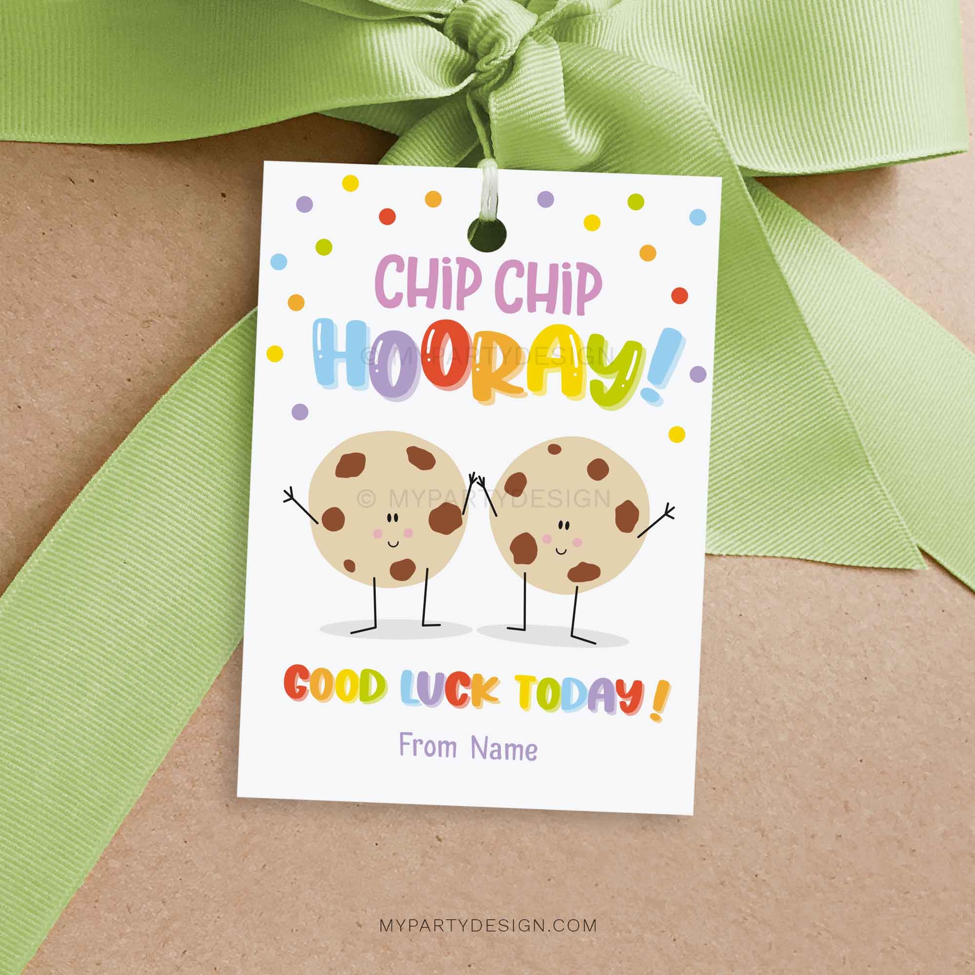 Cookie Good Luck Gift Tag Printable PDF My Party Design