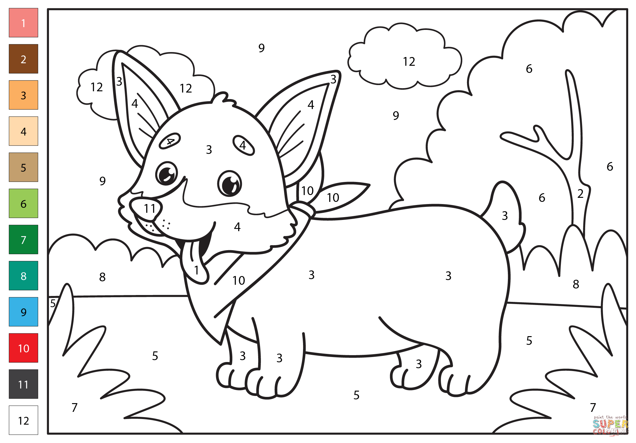 Corgi Color By Number Coloring Page Free Printable