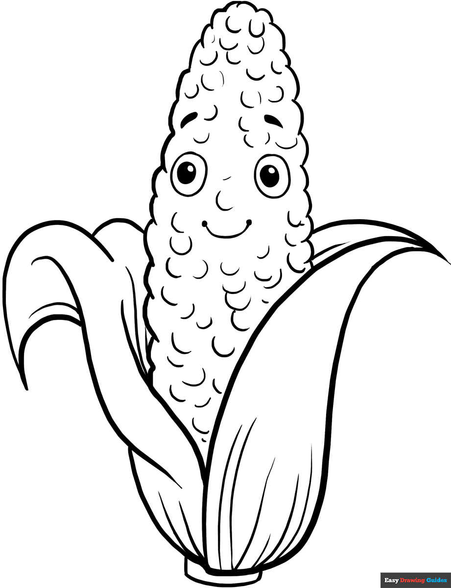 Corn Cob Coloring Page Easy Drawing Guides