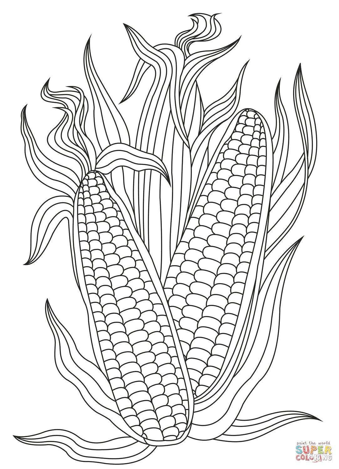 Corn Coloring Page Free Printable
