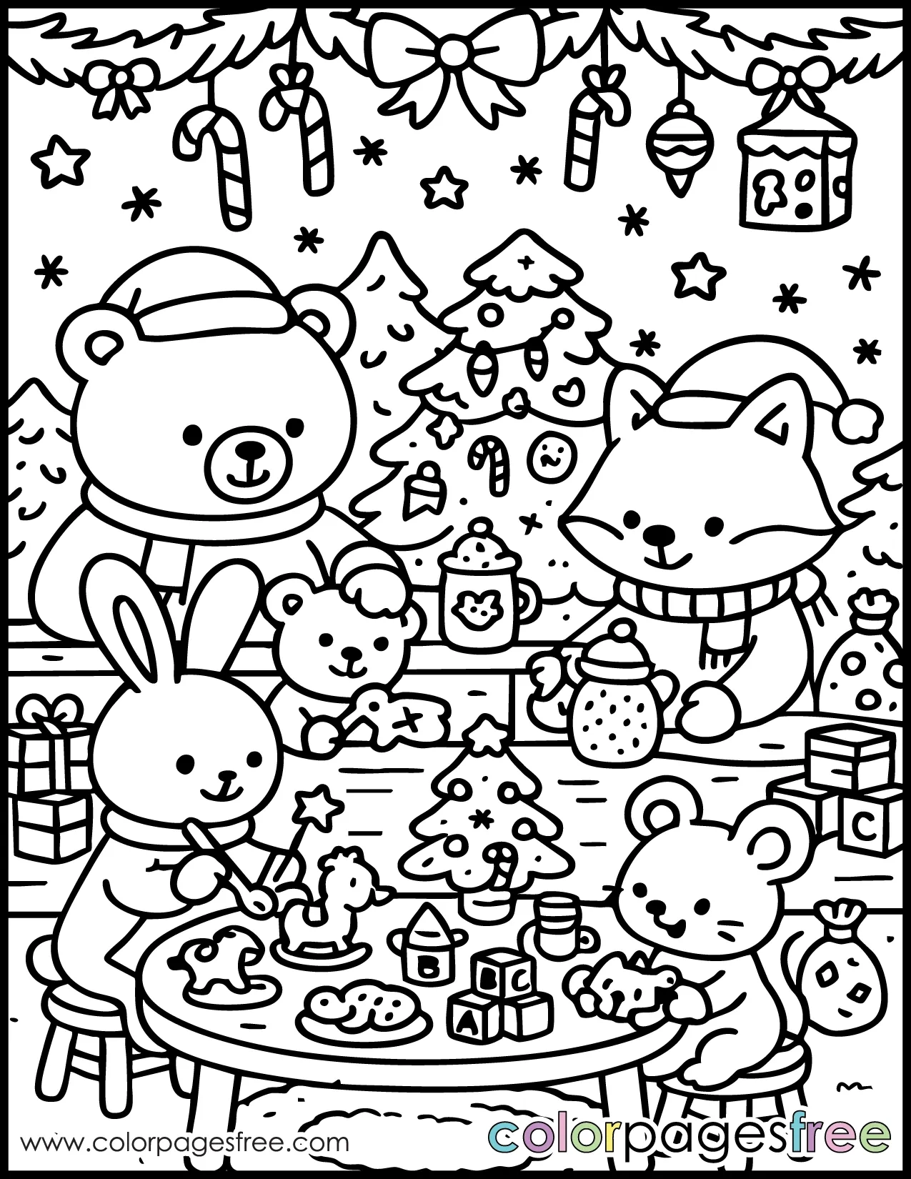 Cozy Christmas Coloring Pages Free Printable Colorpagesfree