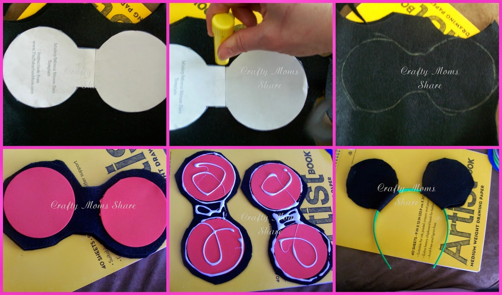 Crafty Moms Share DIY Mickey And Minnie Mouse Ears And Free Printable Party Signs